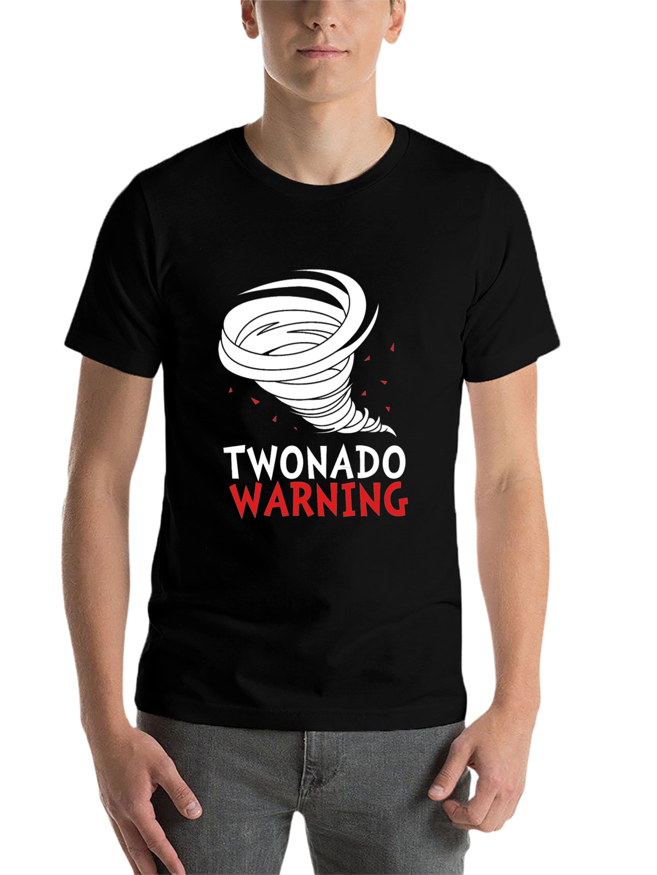 Black Twonado Warning Novelty Graphic T-Shirt view 7