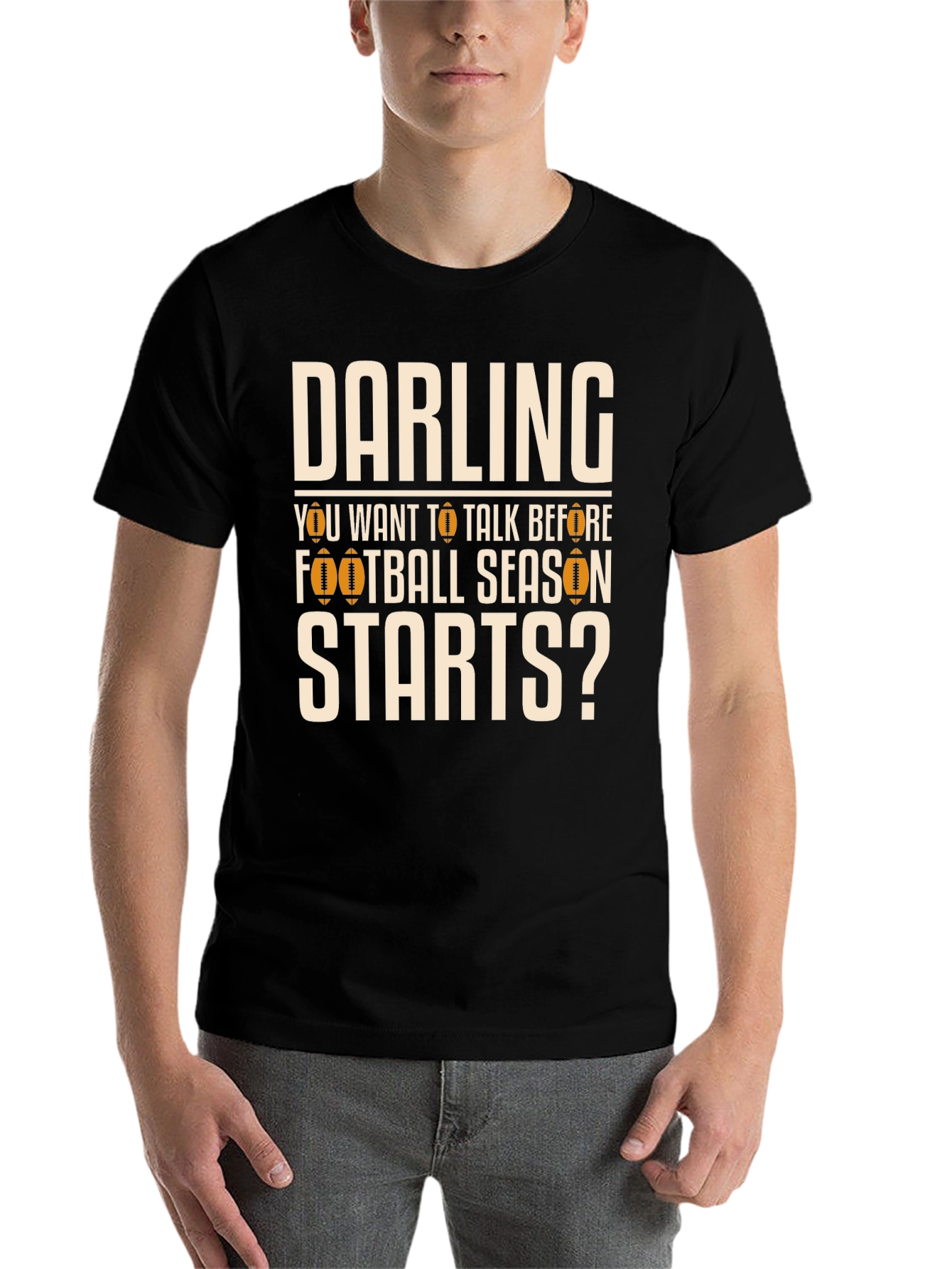 Black Darling Football Season T-Shirt view 7