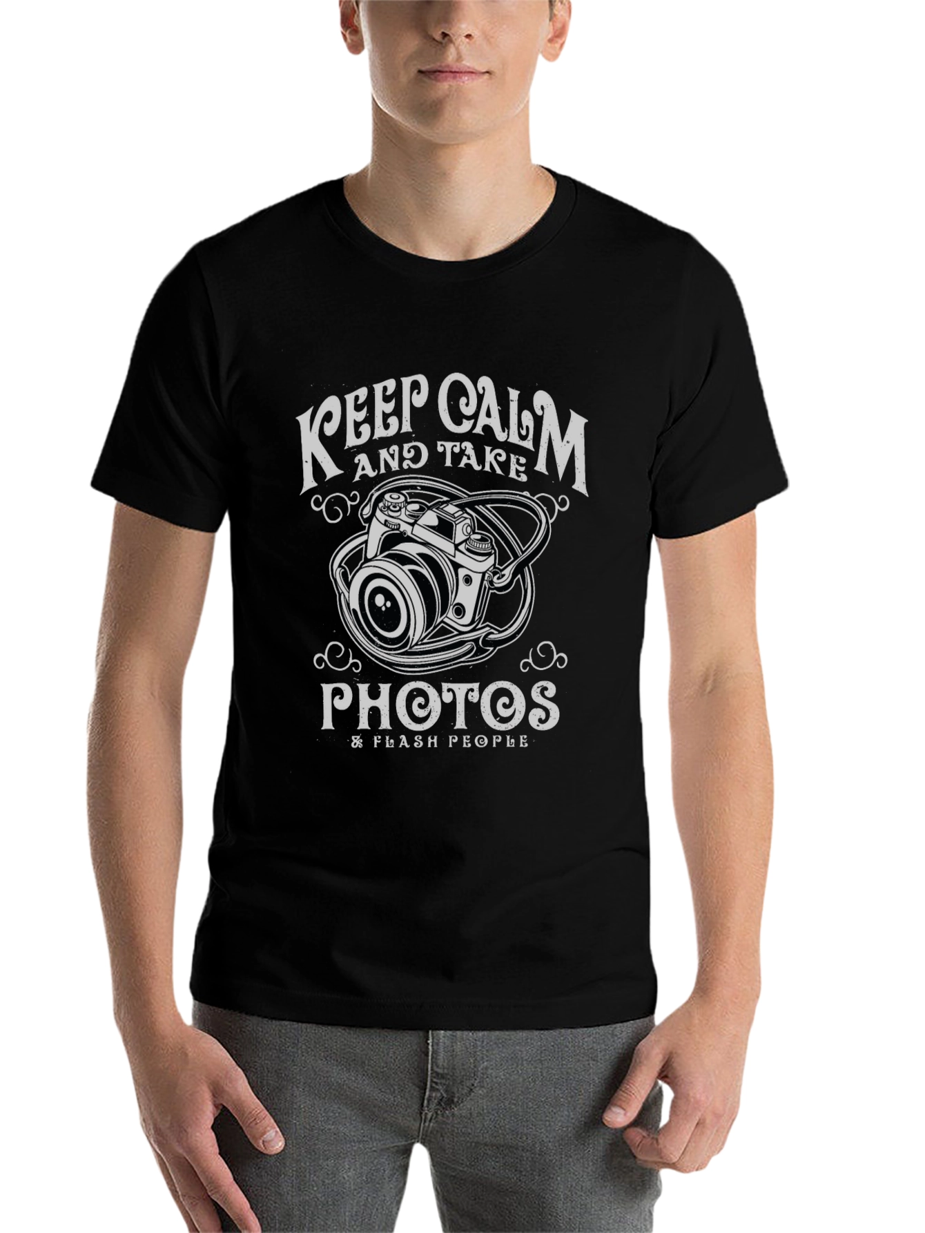Black Keep Calm & Take Photos Black Graphic T-Shirt view 7
