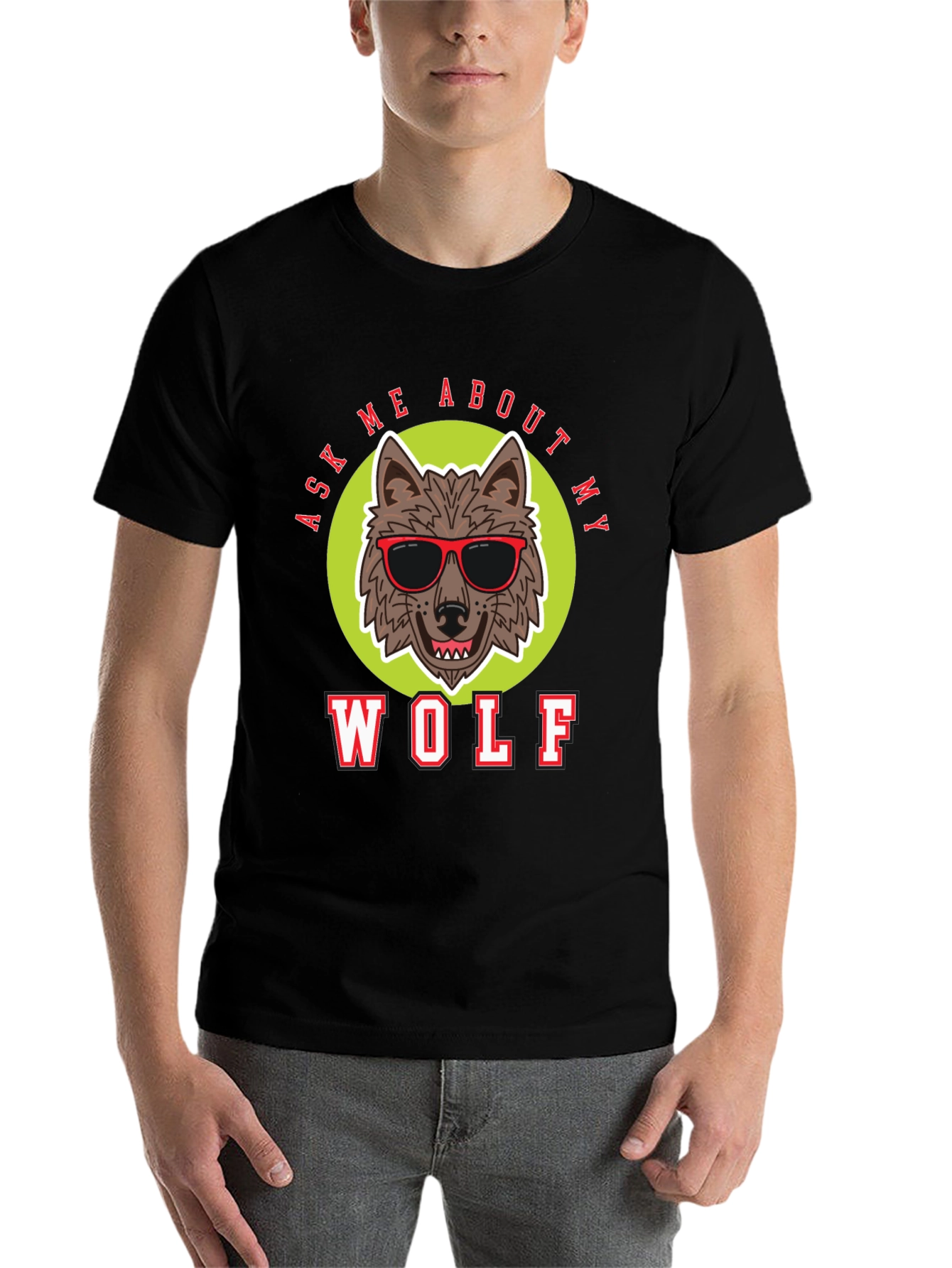 Black Ask Me About My Wolf T-Shirt view 7