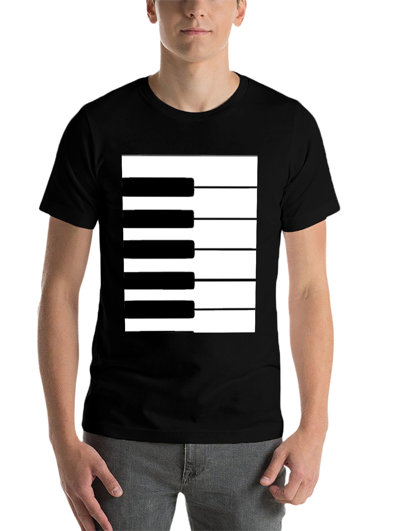 Black Piano Keys Graphic Tee - Black Cotton T-Shirt view 7