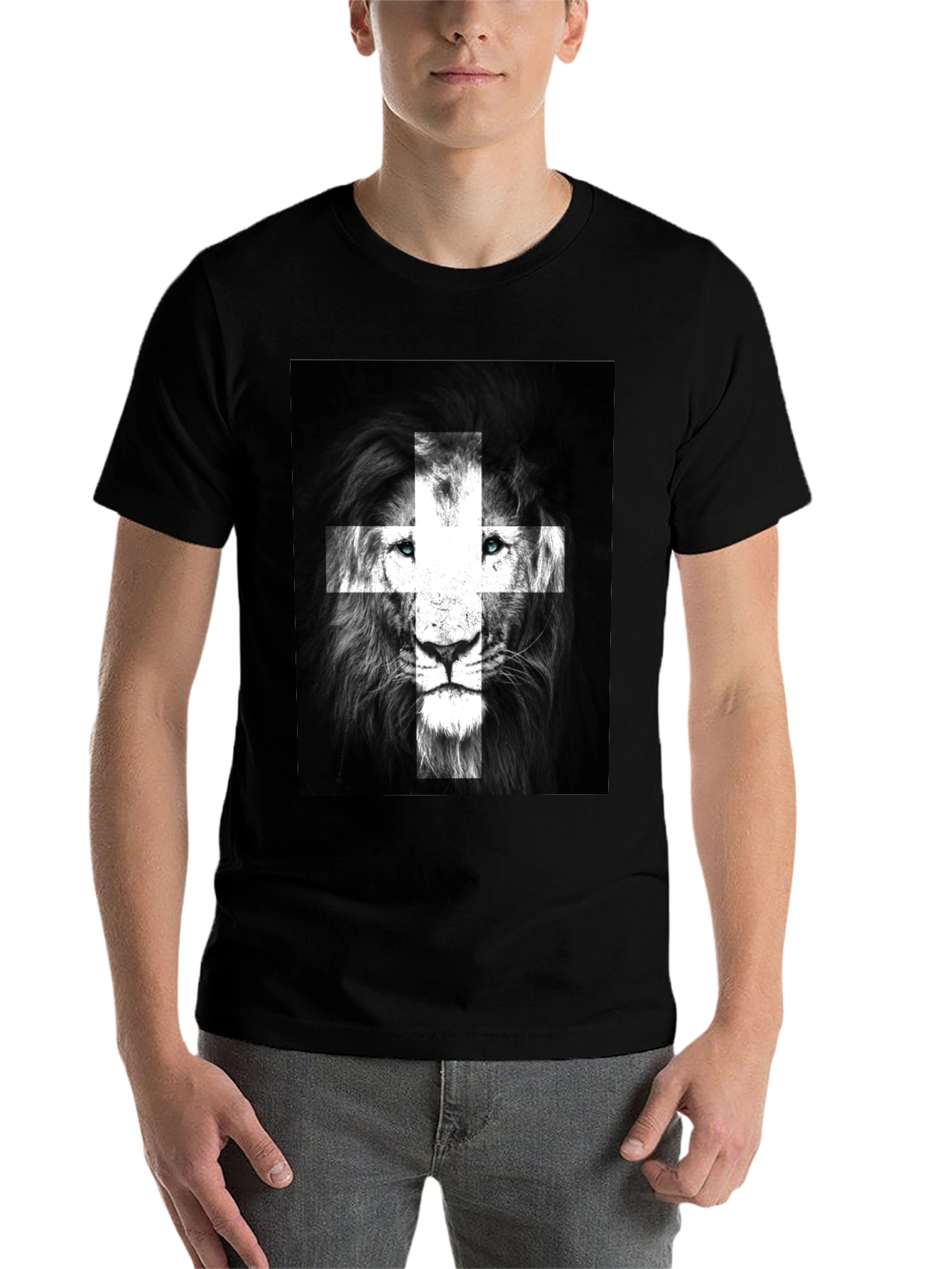 Black Lion Swiss Flag T-Shirt - Black view 7
