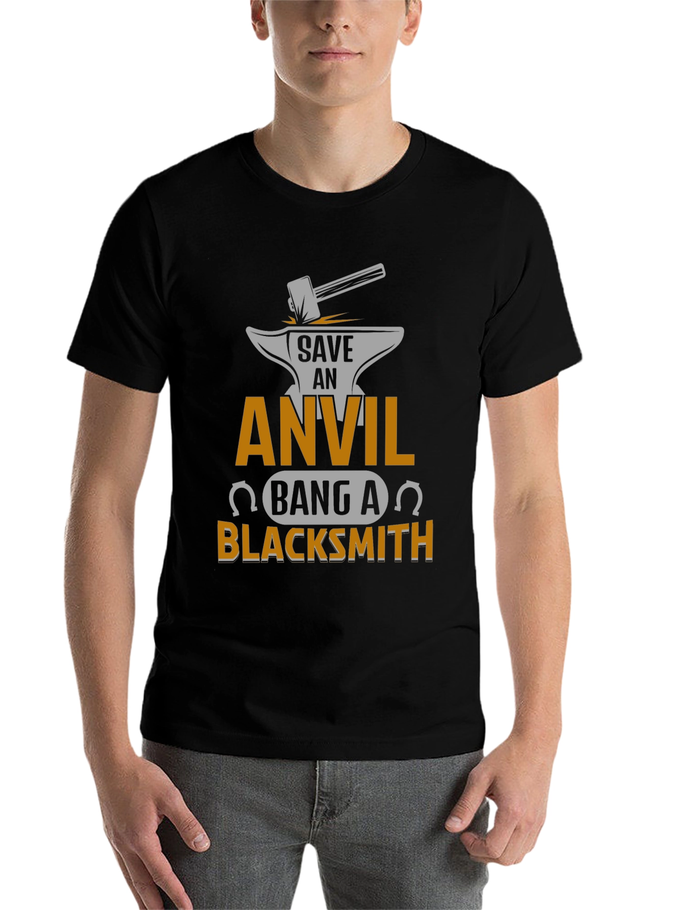 Black Save an Anvil Bang a Blacksmith T-Shirt view 7