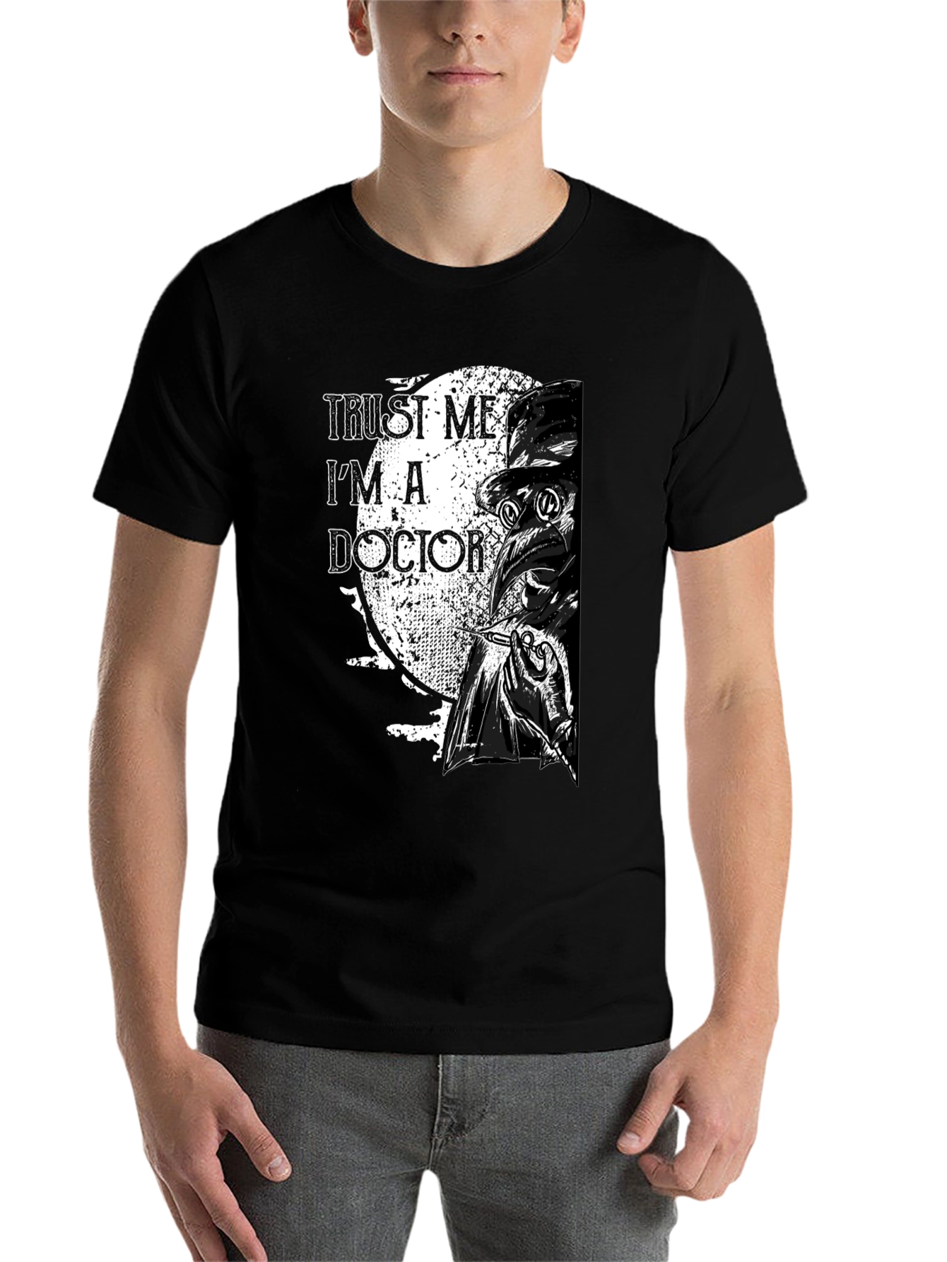 Black Trust Me I'm A Doctor Plague Doctor T-Shirt  view 7