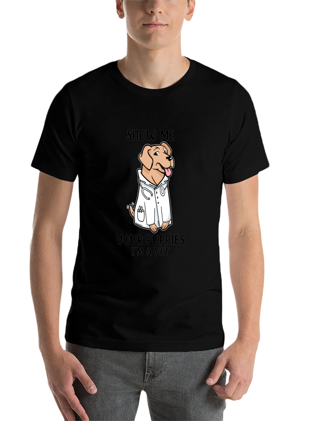 Black Show Me Your Puppies I'm A Vet T-Shirt view 7