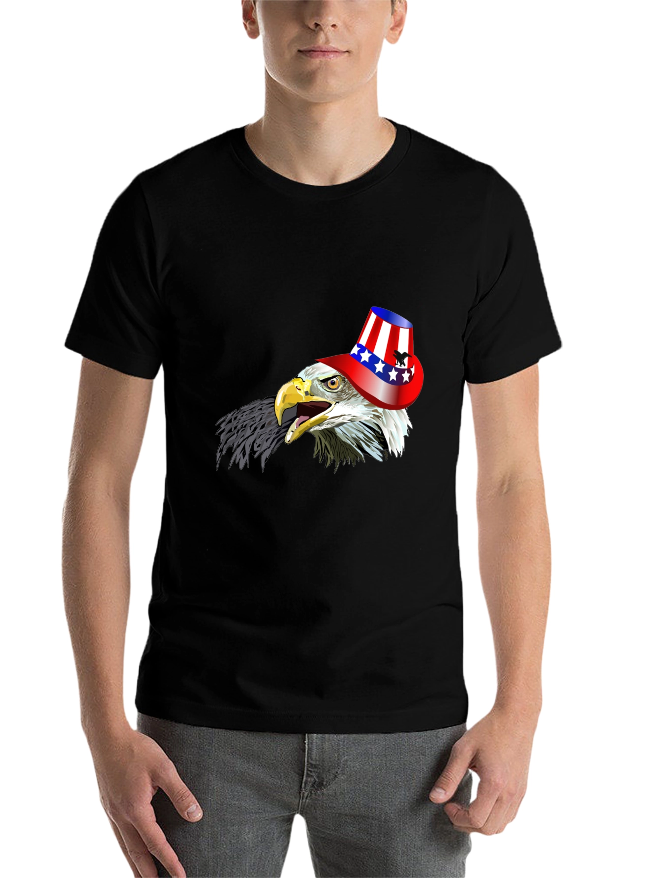 Black Eagle USA Hat Graphic T-Shirt view 7