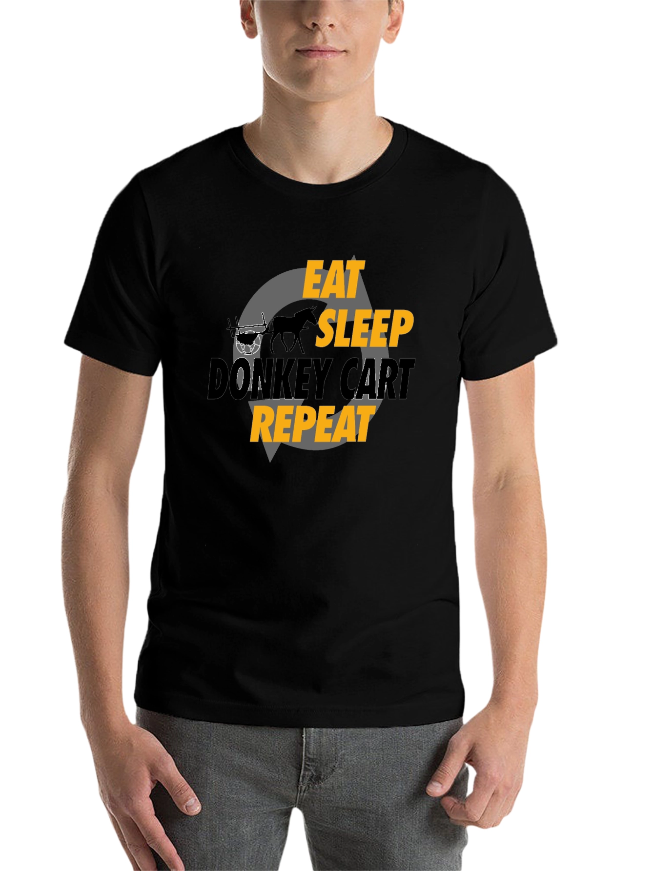 Black Eat Sleep Donkey Cart Repeat - Graphic T-Shirt view 7