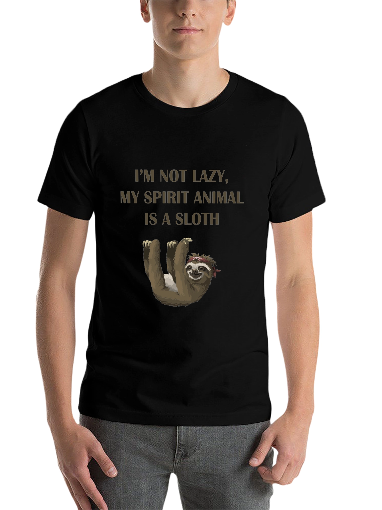 Black I'm Not Lazy Sloth Graphic T-Shirt view 7