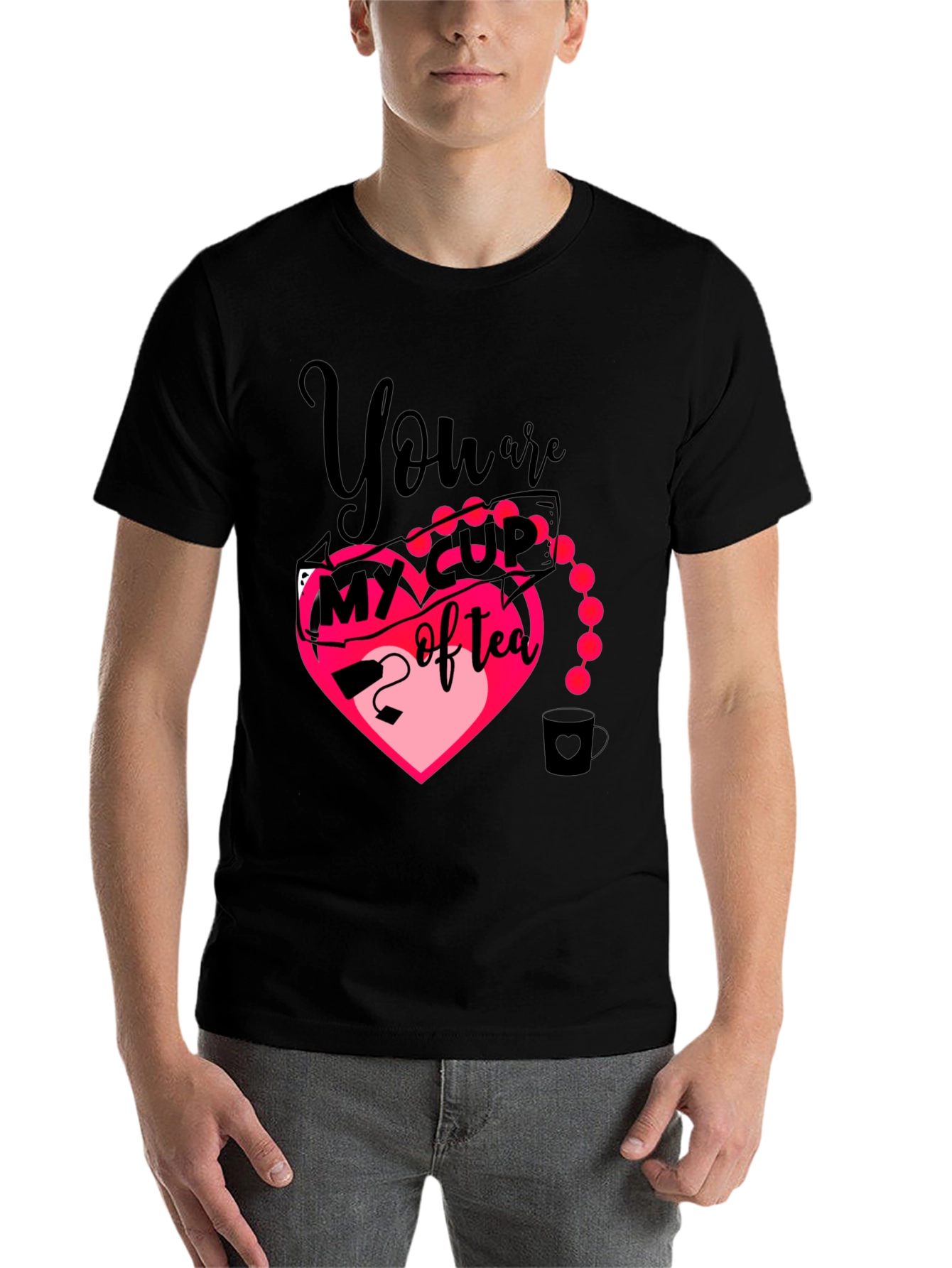 Black My Cup of Tea Heart Graphic T-Shirt view 7