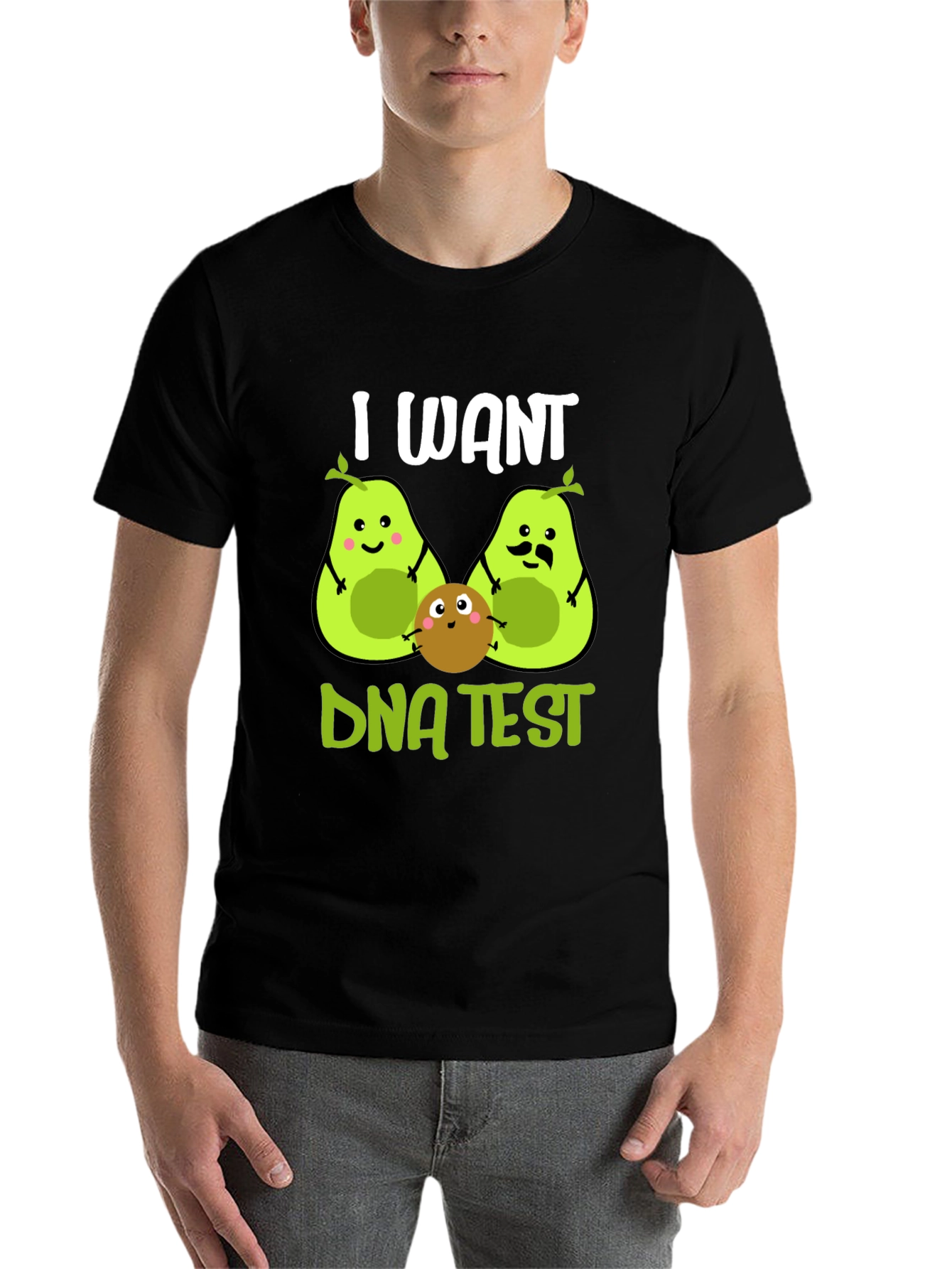Black I Want DNA Test Funny Avocado T-Shirt view 7