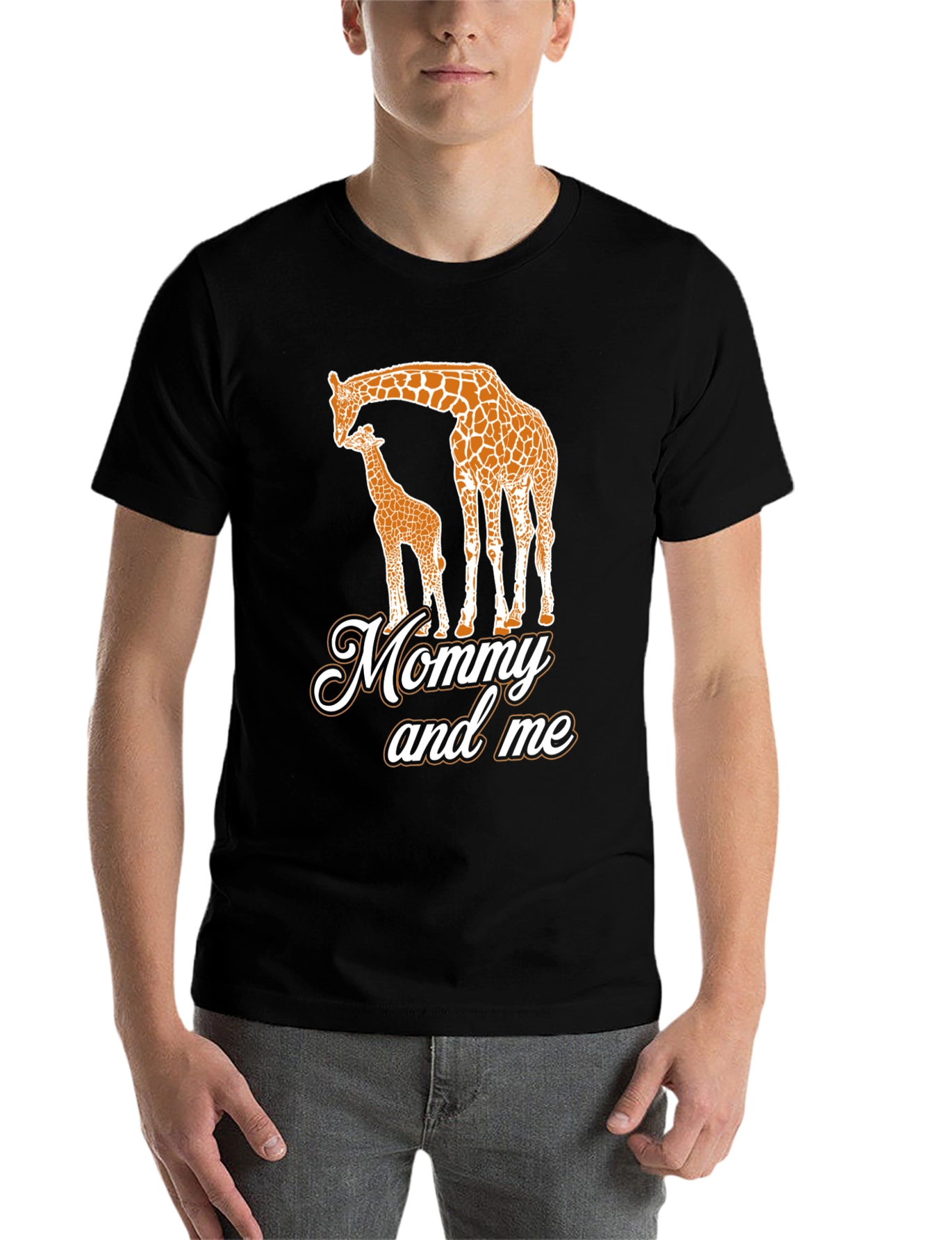 Black Mommy and Me Giraffe Black T-Shirt view 7