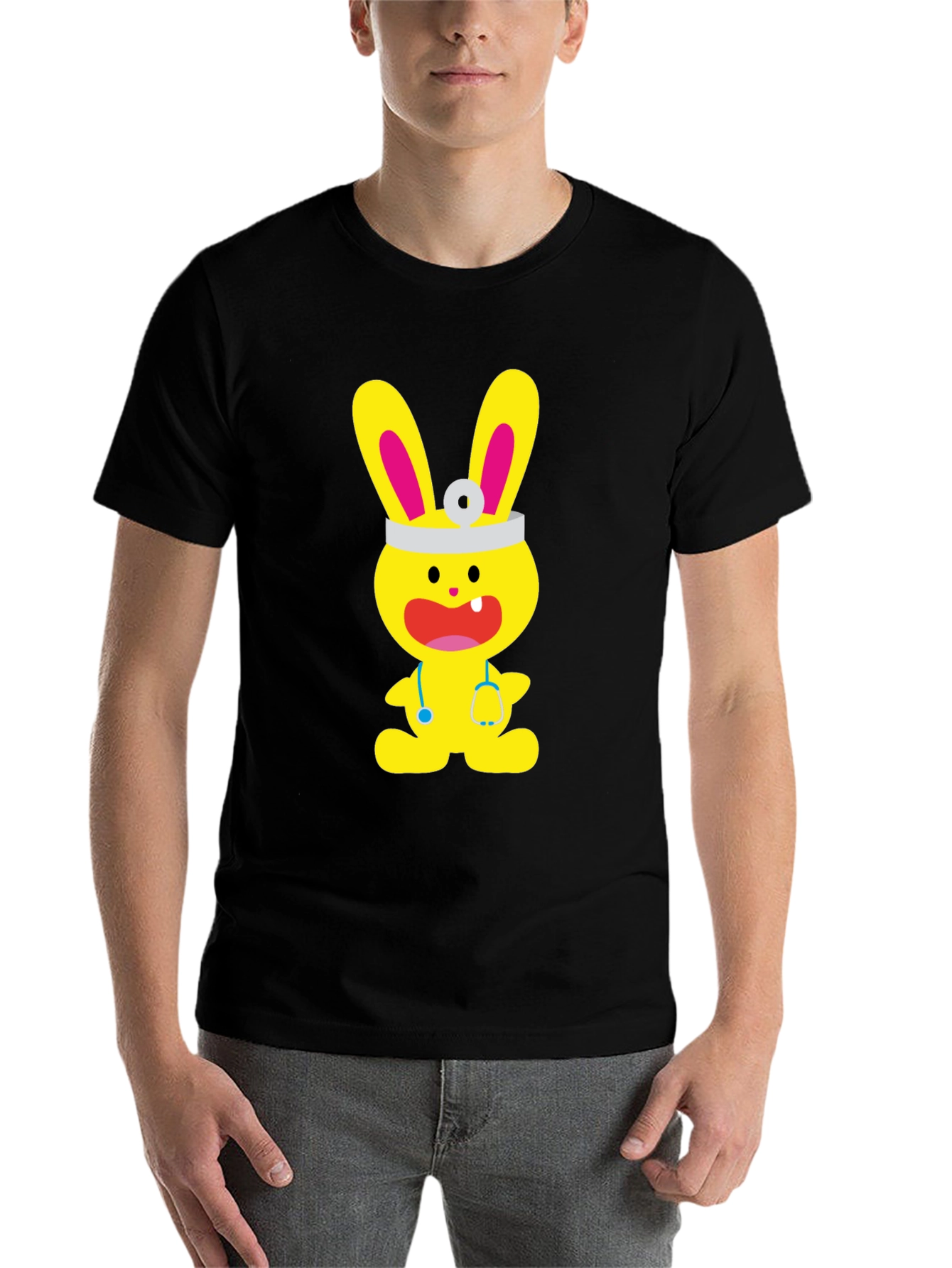 Black Bunny Doctor Graphic T-Shirt - Cute and Fun! view 7