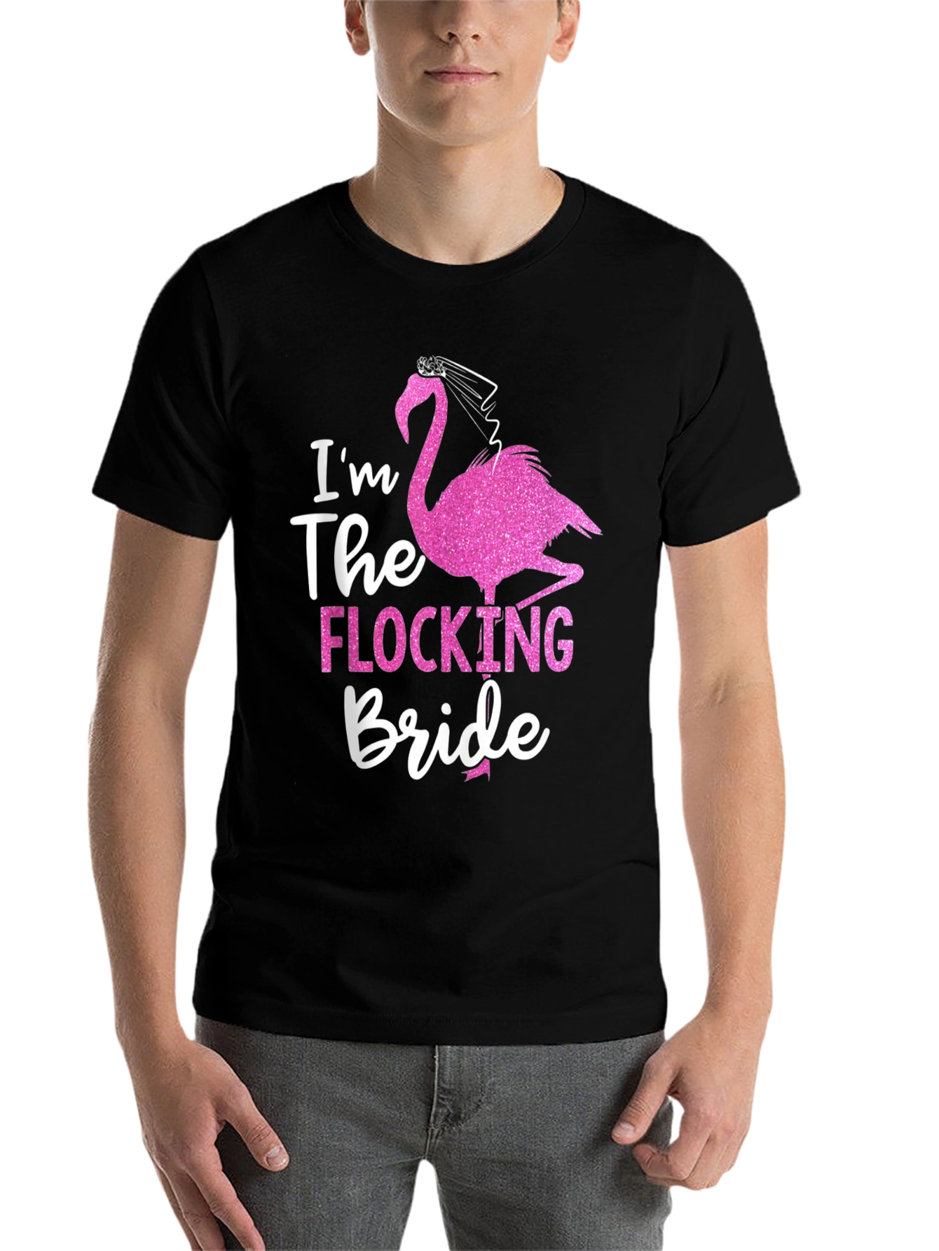 Black I'm The Flocking Bride Black T-Shirt view 7