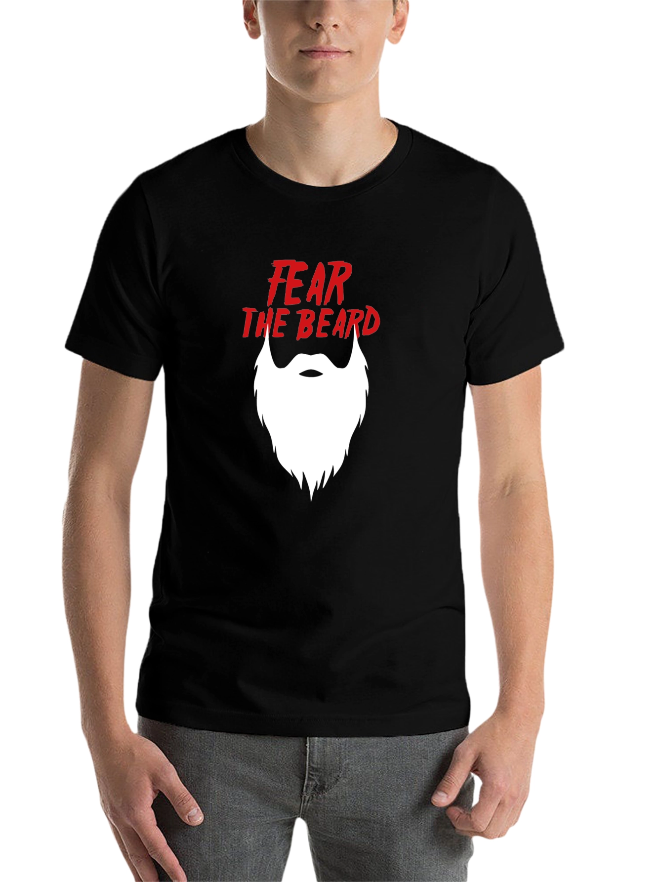 Black Fear the Beard Graphic Tee - Black view 7