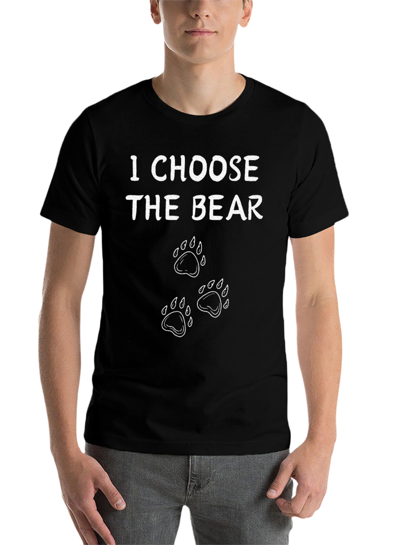 Black I Choose The Bear Funny T-Shirt view 7