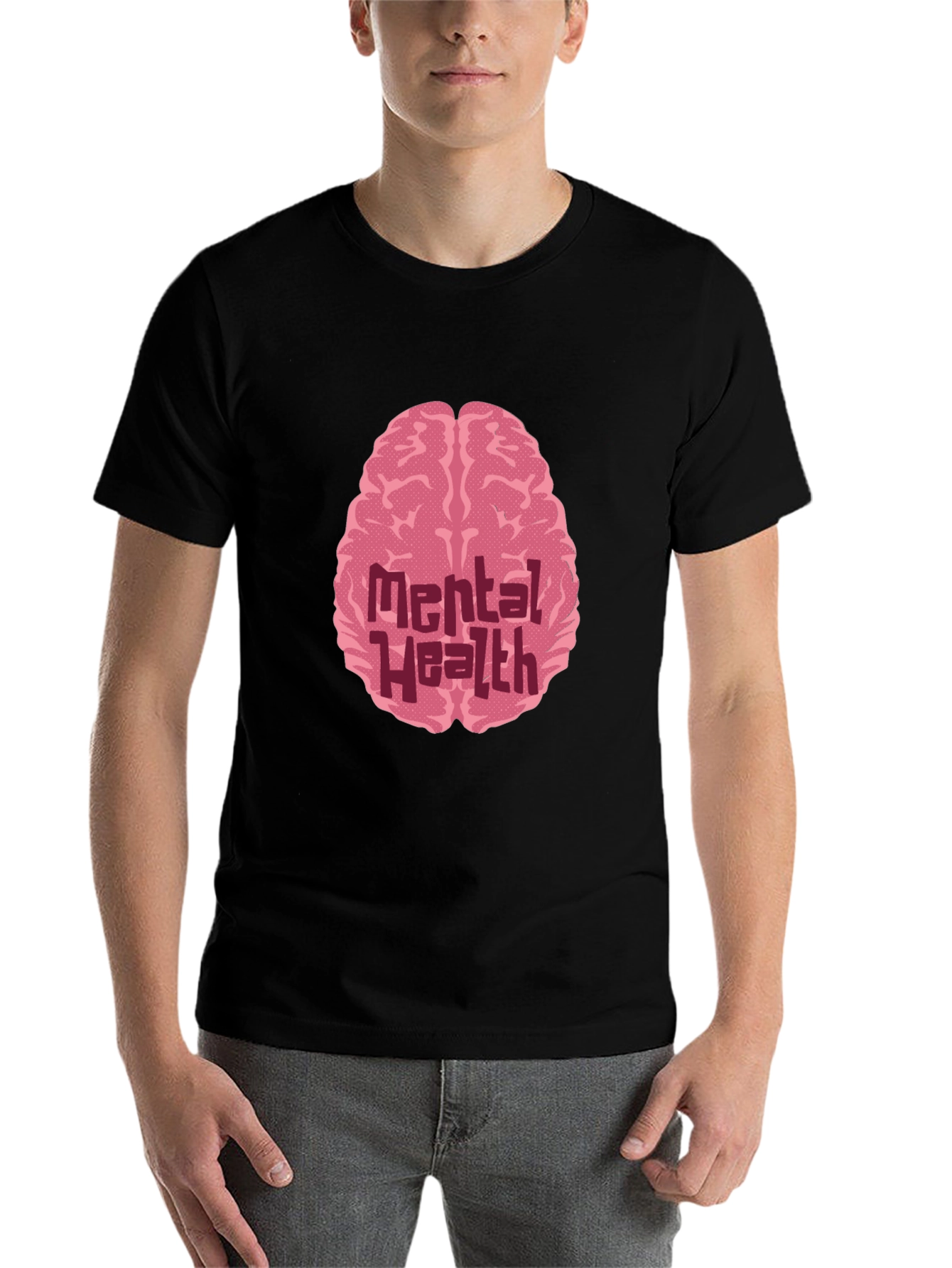 Black Mental Health Brain Graphic Tee - Stylish Awareness T-Shirt view 7