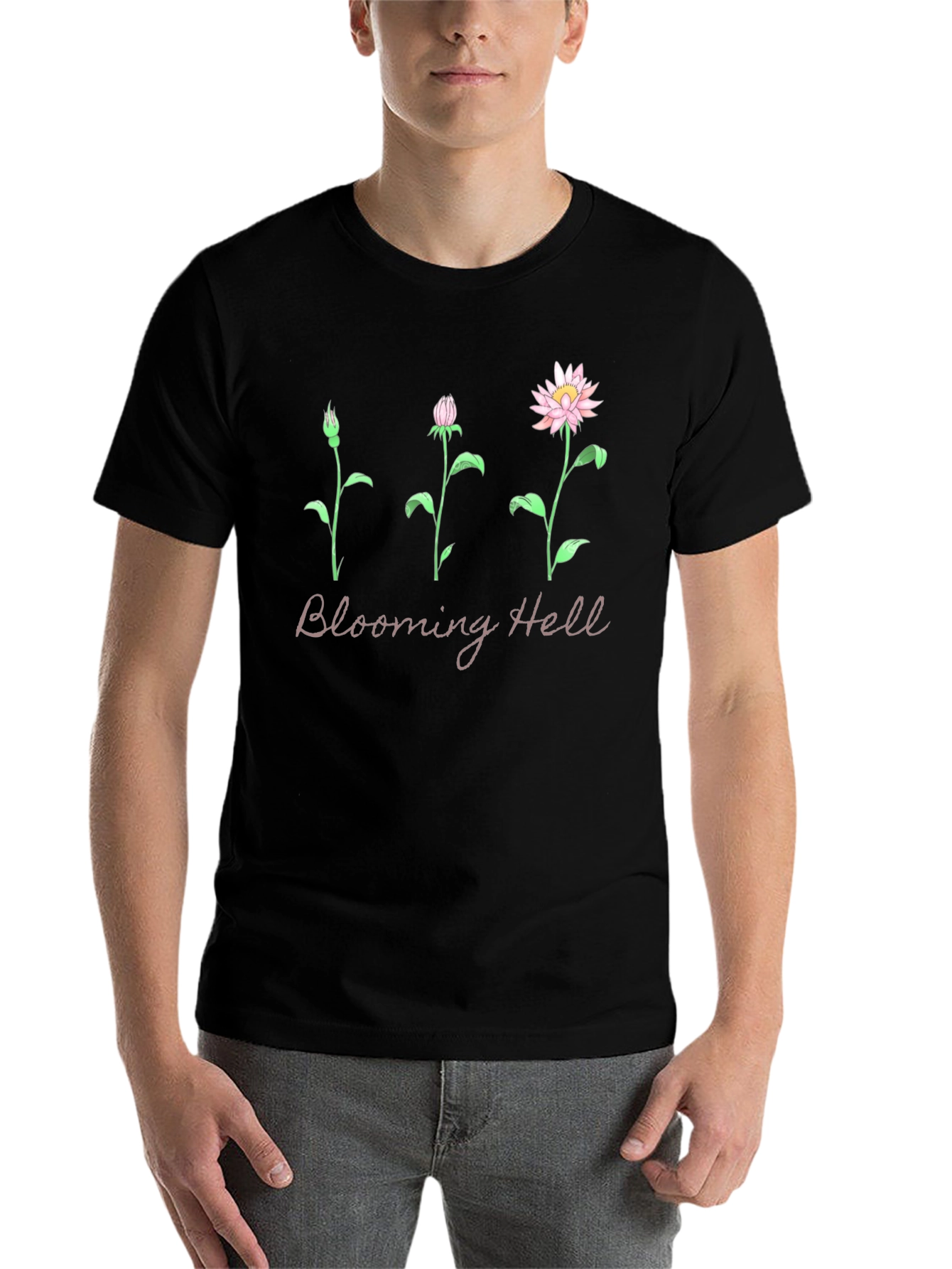 Black Blooming Hell Graphic T-Shirt - Black view 7