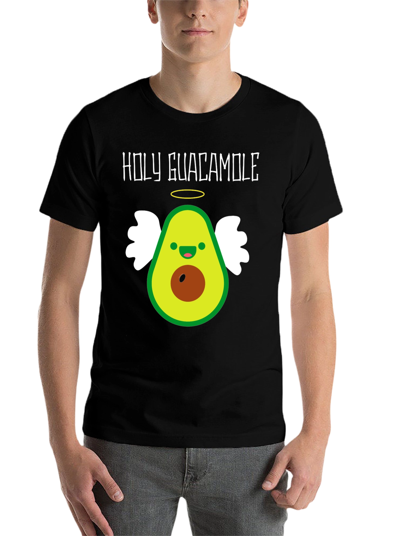 Black Holy Guacamole T-Shirt - Avocado Angel Tee view 7