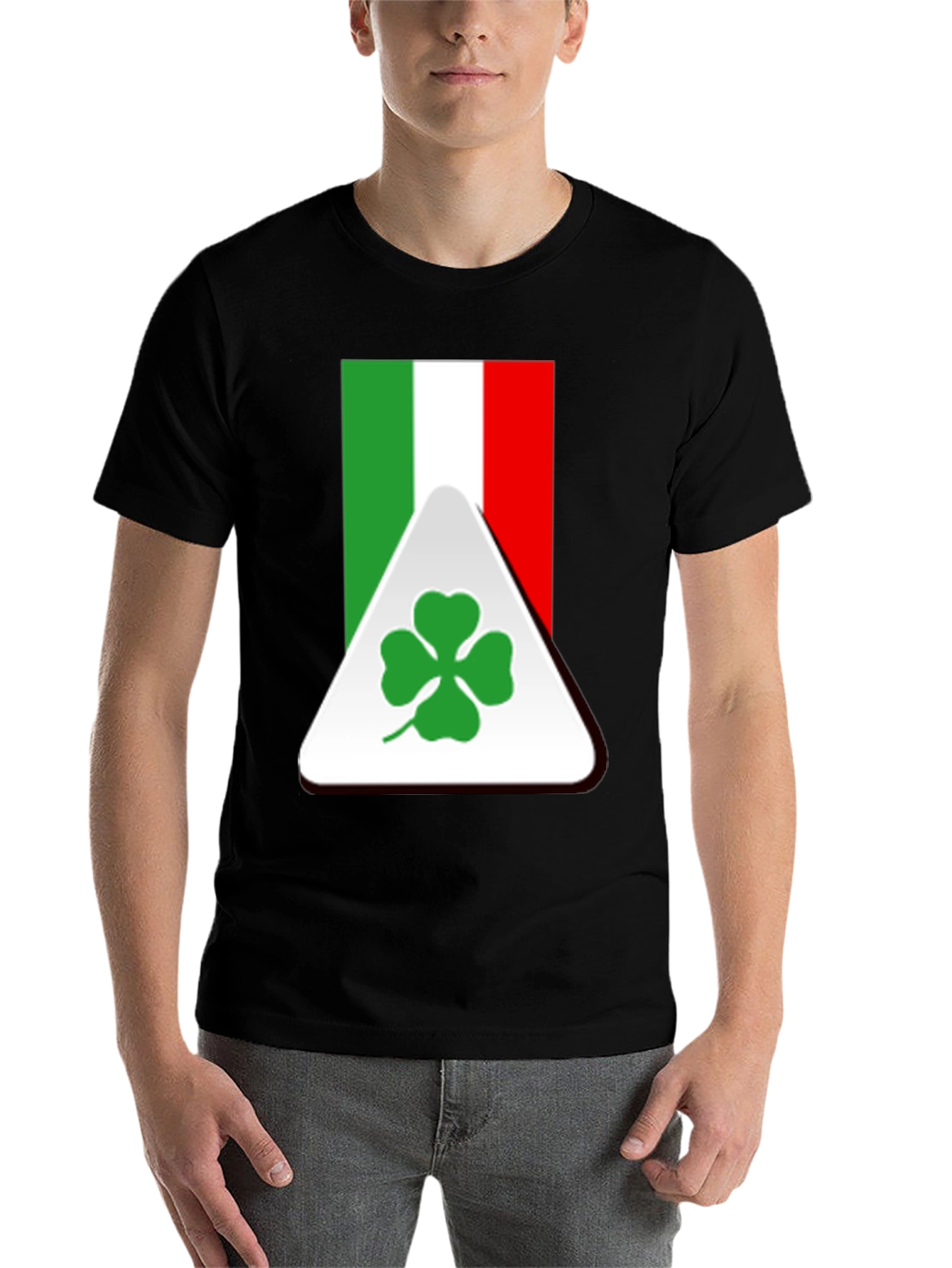 Black Italian Flag Clover T-Shirt view 7