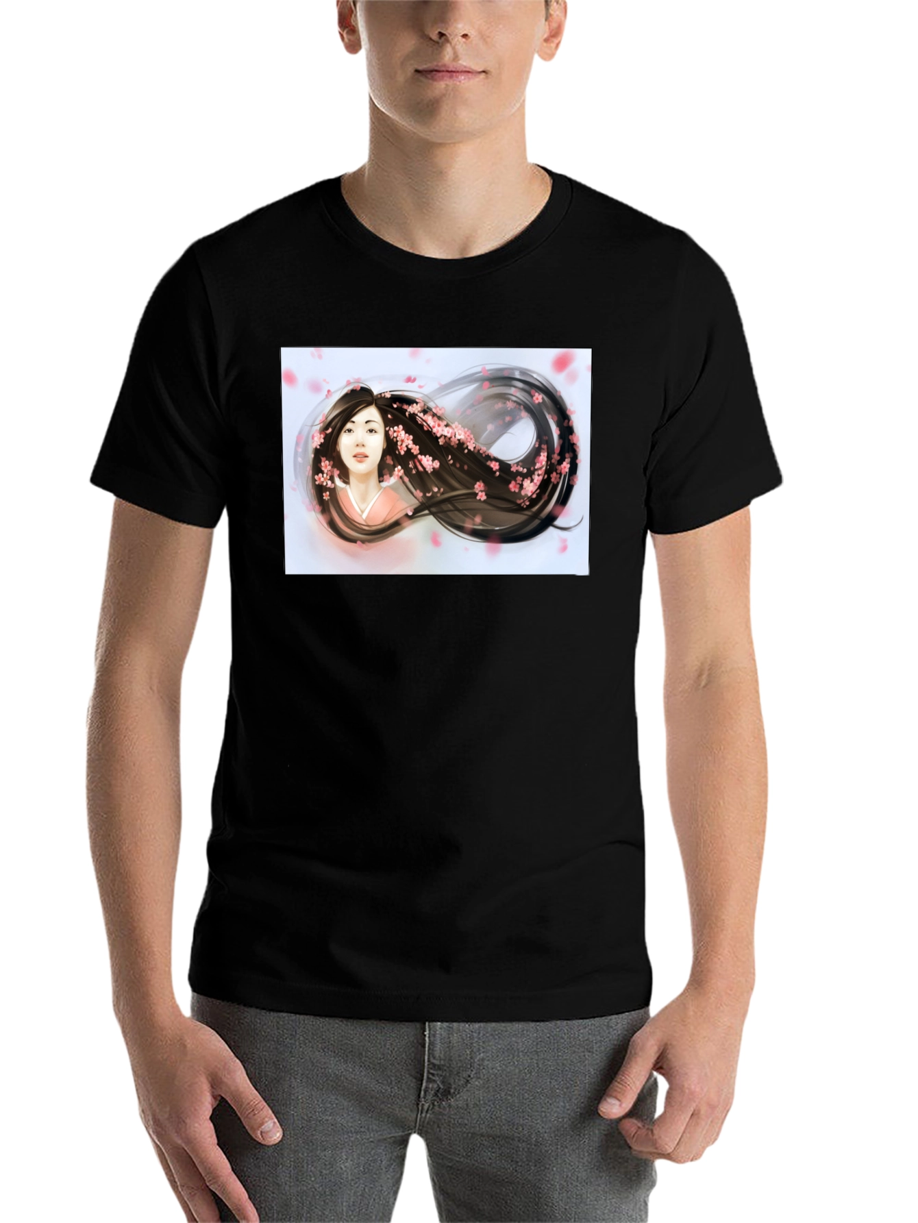 Black Sakura Dream T-Shirt - Artistic Graphic Tee view 7