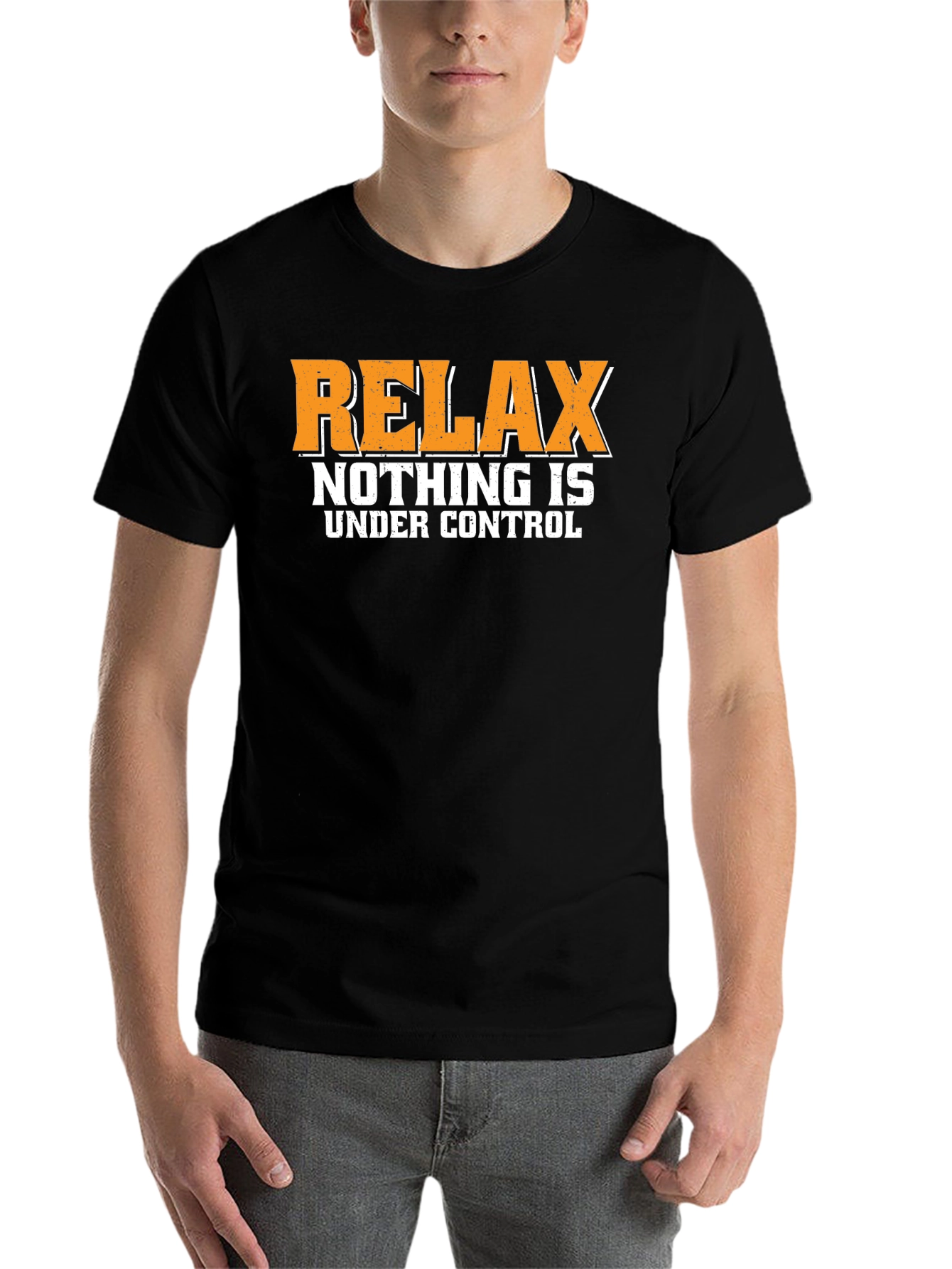 Black Relax Nothing Is Under Control Graphic Tee view 7