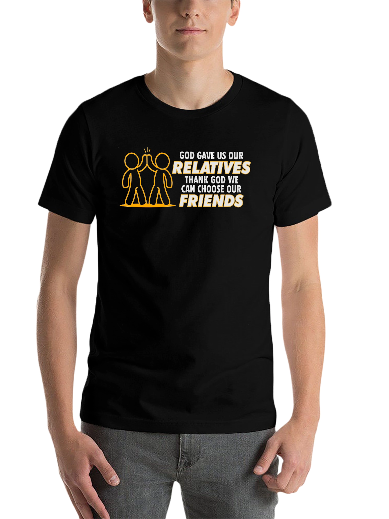 Black Funny Friends T-Shirt - Choose Your Friends view 7