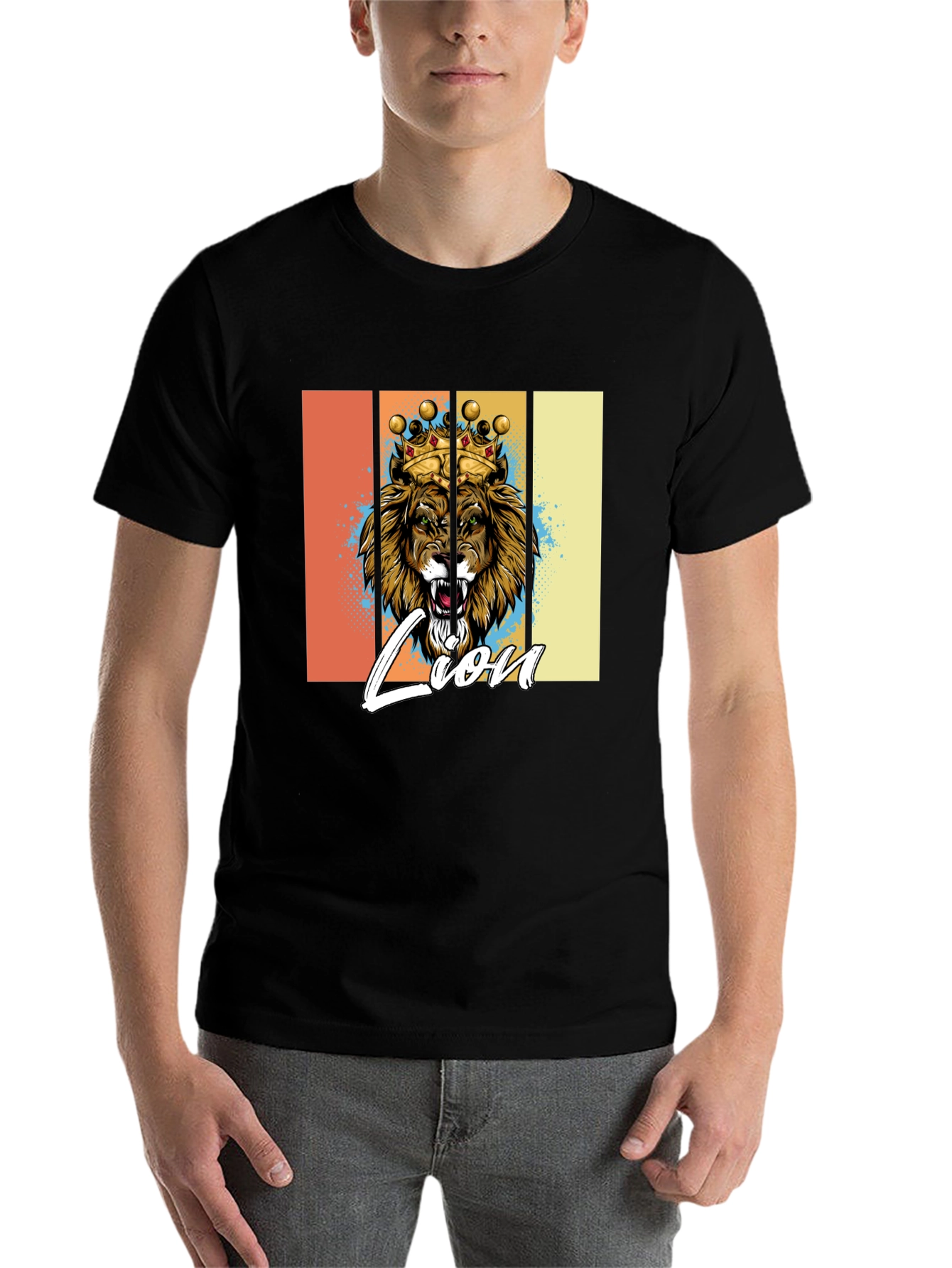 Black Lion King Graphic Print T-Shirt view 7