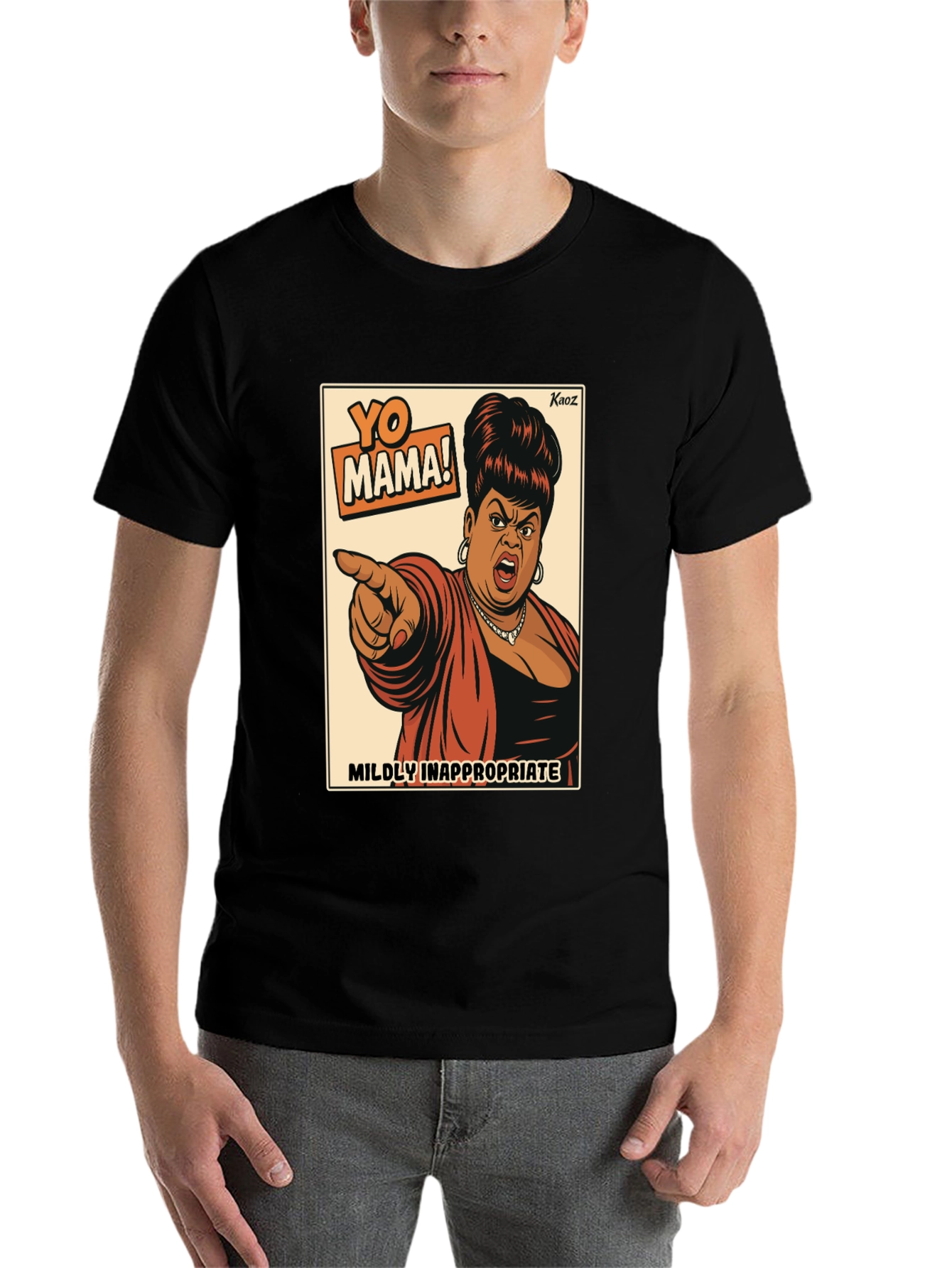 Black Yo Mama! Graphic T-Shirt - Mildly Inappropriate Humor view 7