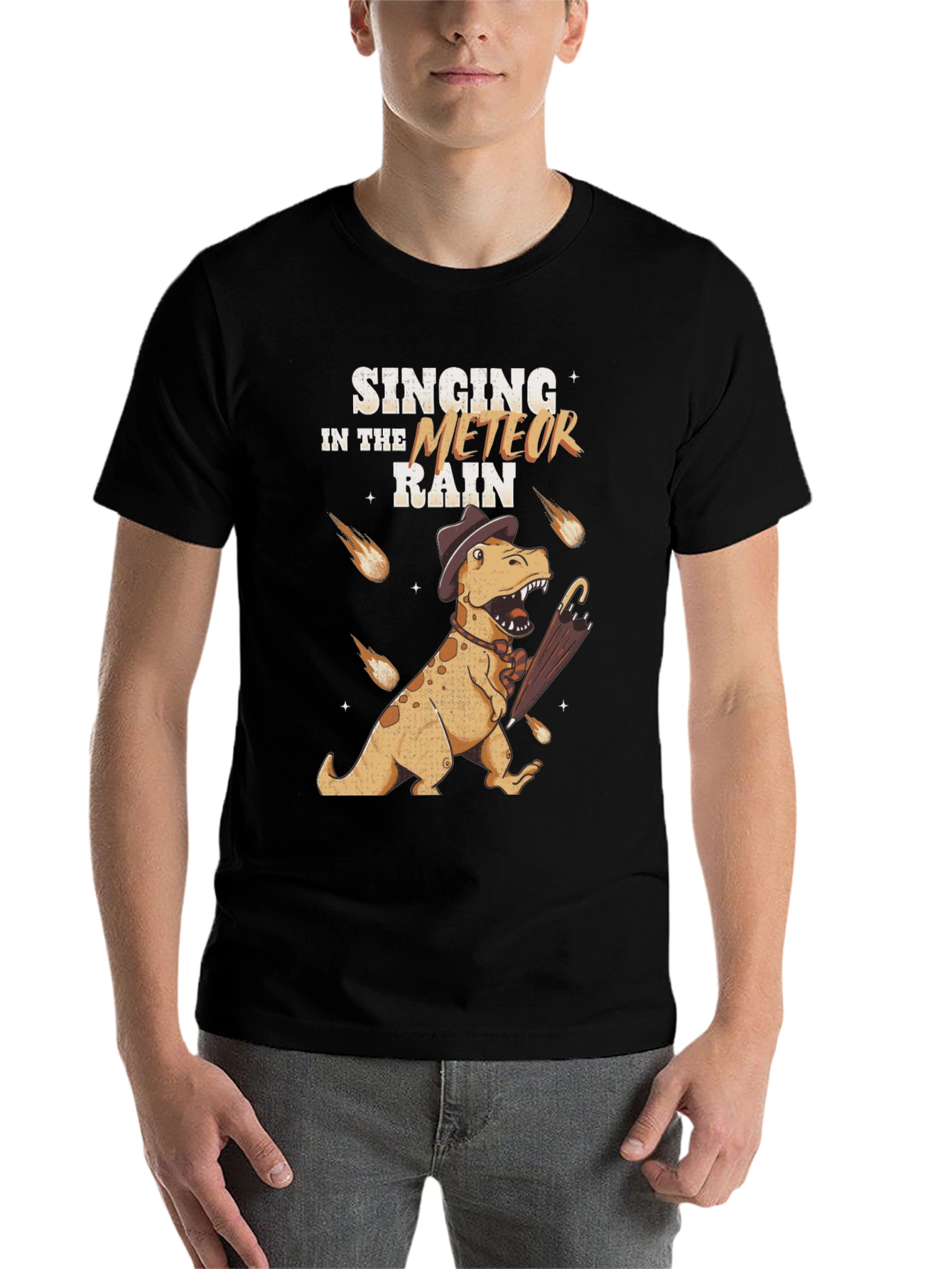 Black Singing in the Meteor Rain T-Shirt view 7
