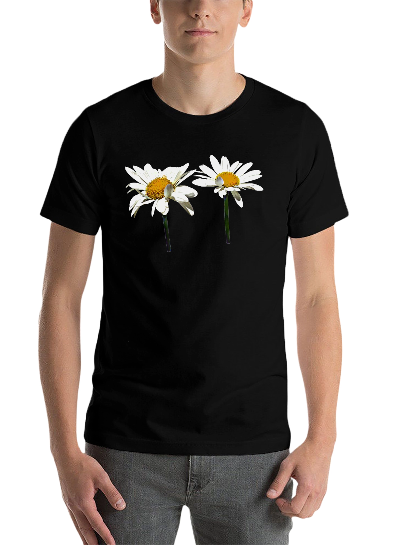 Black Daisy Flower Graphic T-Shirt - Stylish Casual Wear view 7