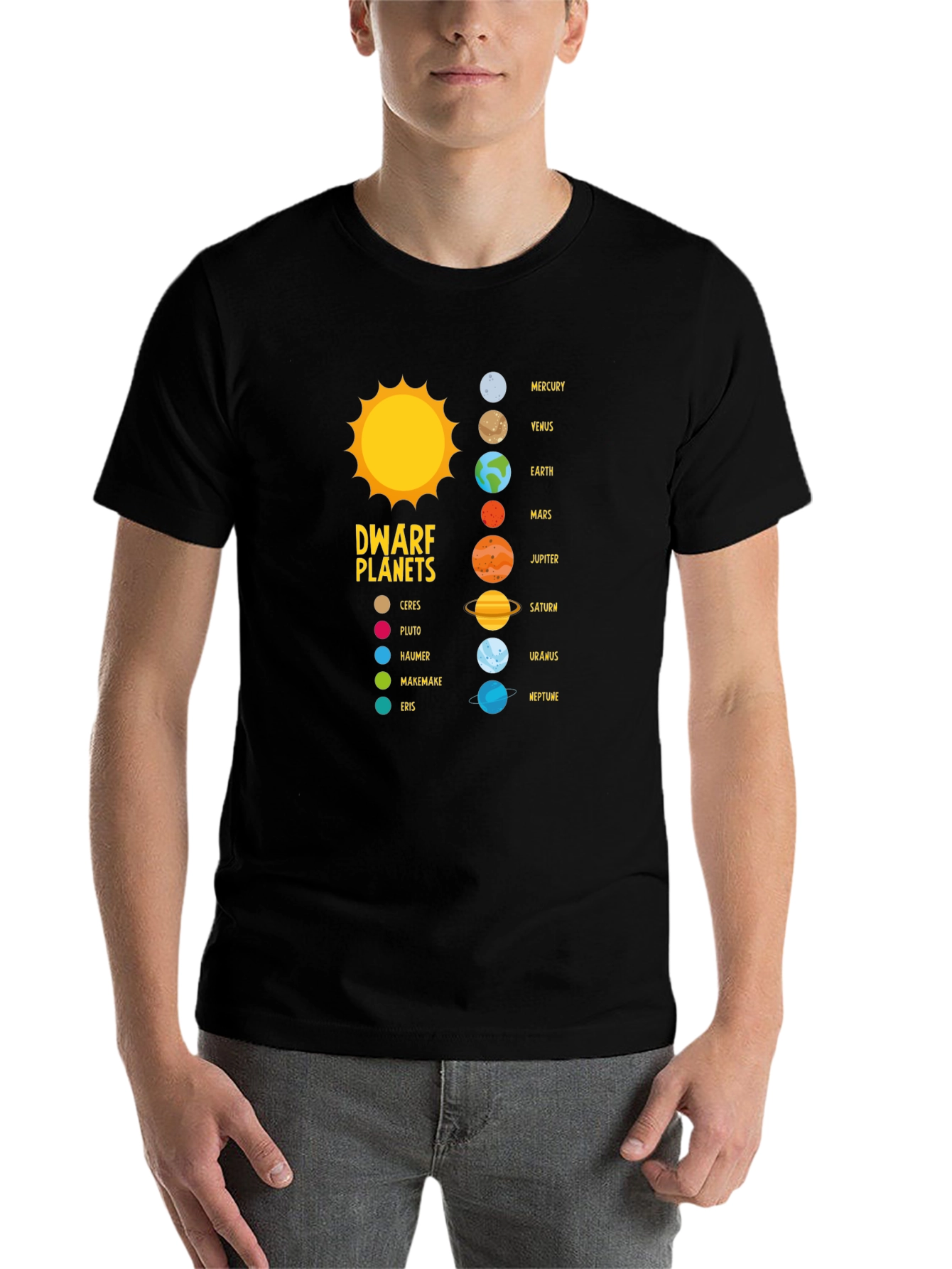 Black Solar System Planets Graphic T-Shirt view 7