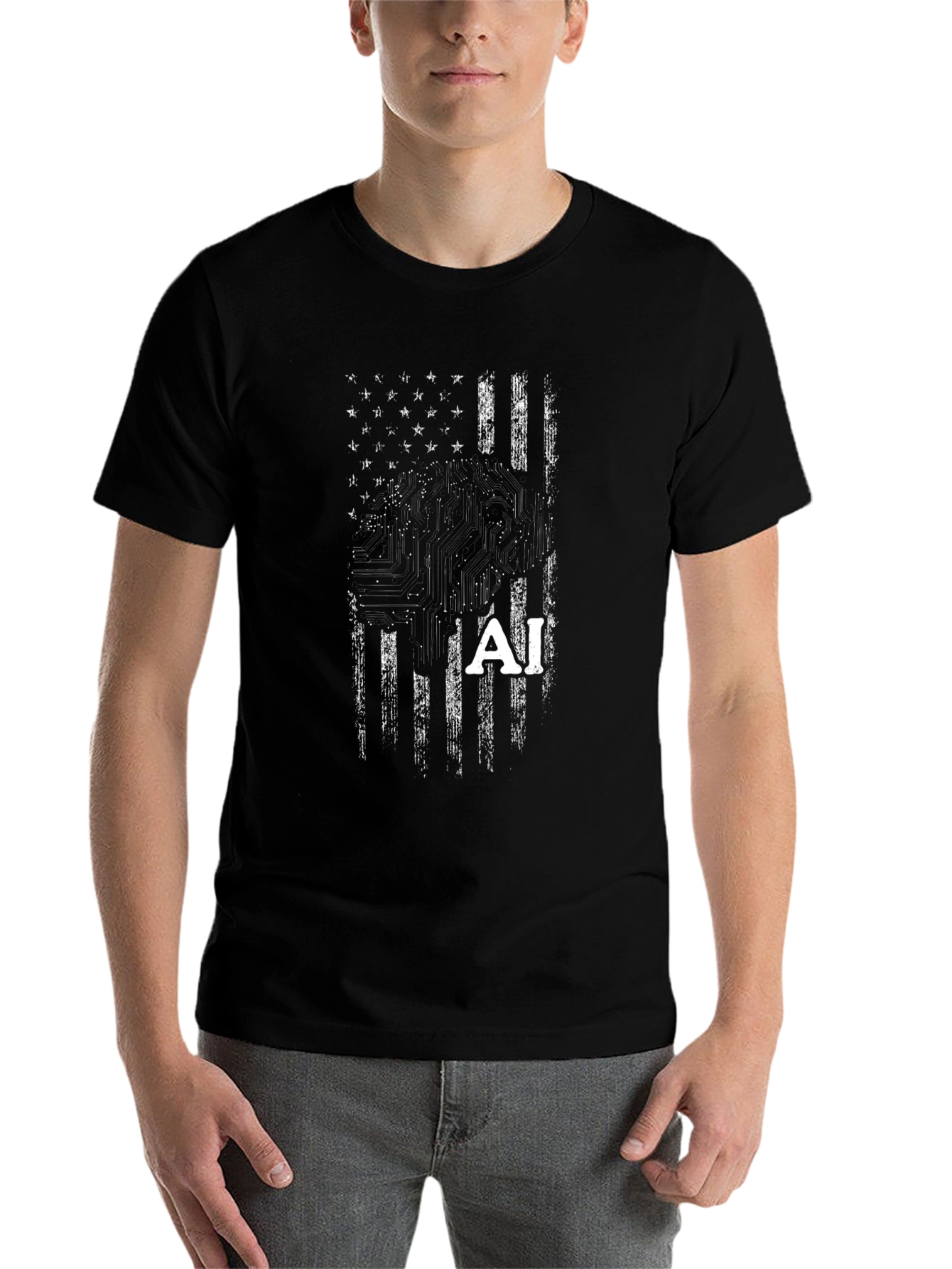 Black AI Flag Graphic T-Shirt view 7