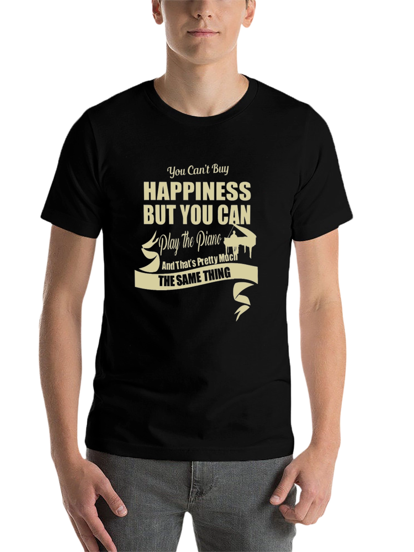 Black Happiness Piano T-Shirt - Musical Gift view 7