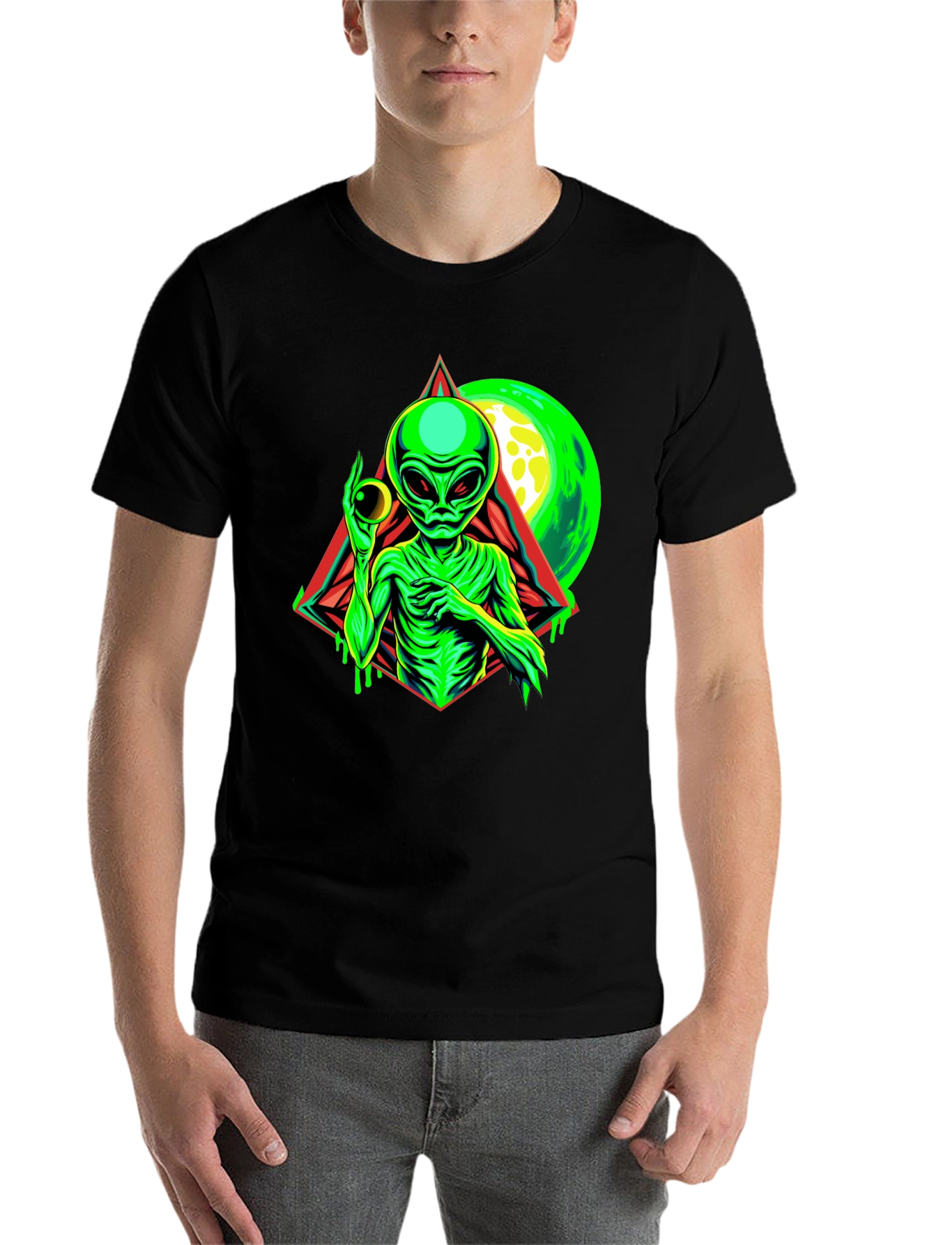 Black Alien Graphic Tee - Sci-Fi T-Shirt view 7