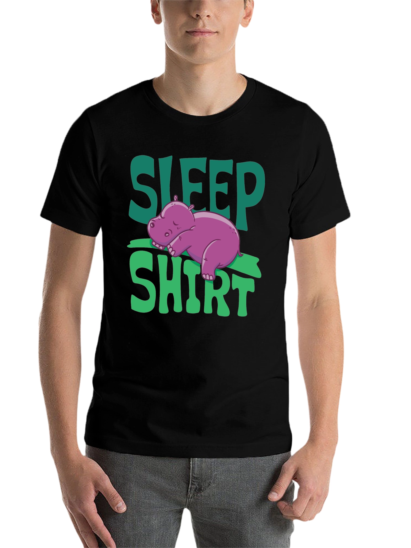 Black Sleep Shirt Hippo Graphic Tee view 7