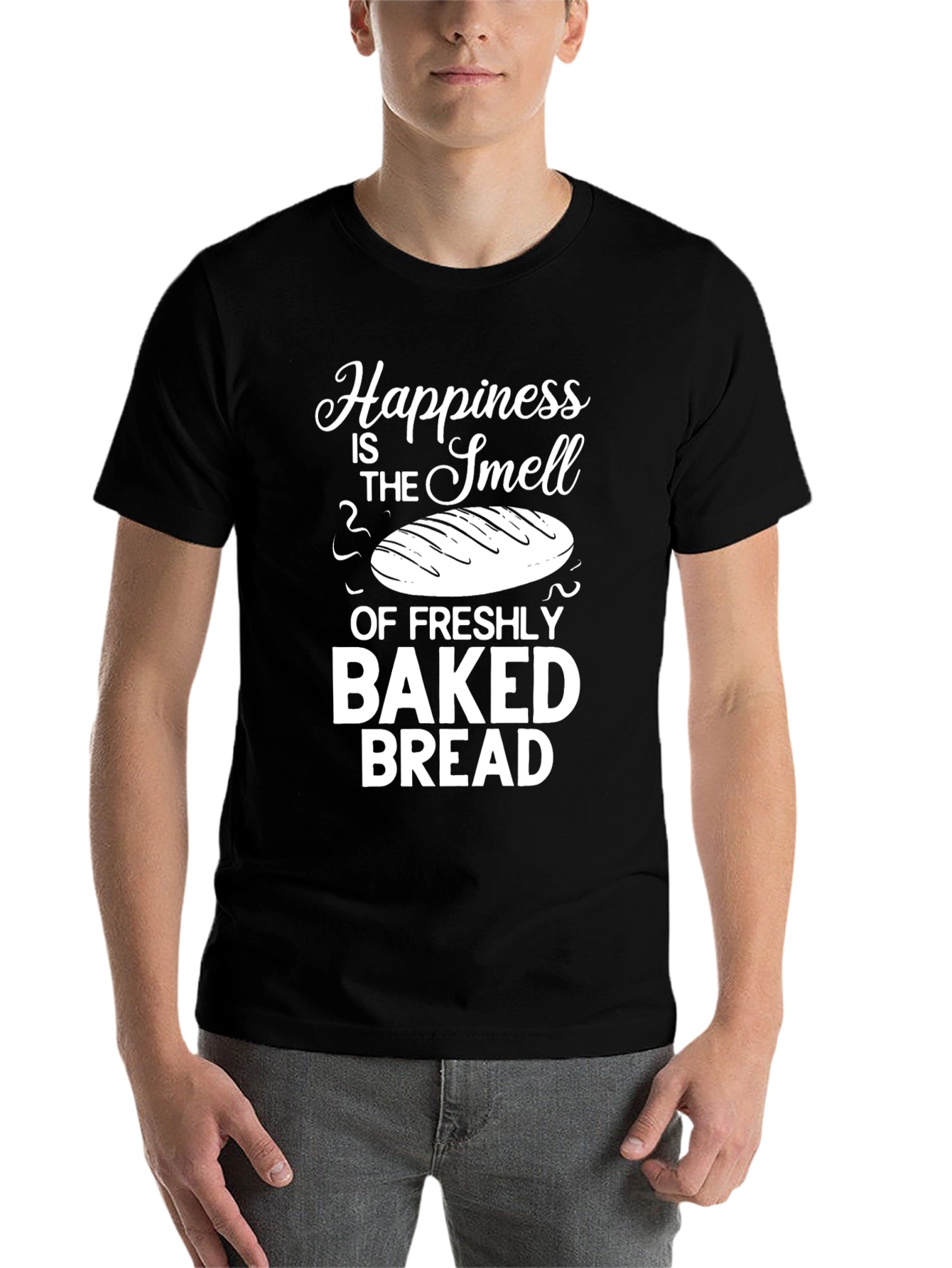 Black Fresh Baked Bread T-Shirt - Happiness Smell view 7