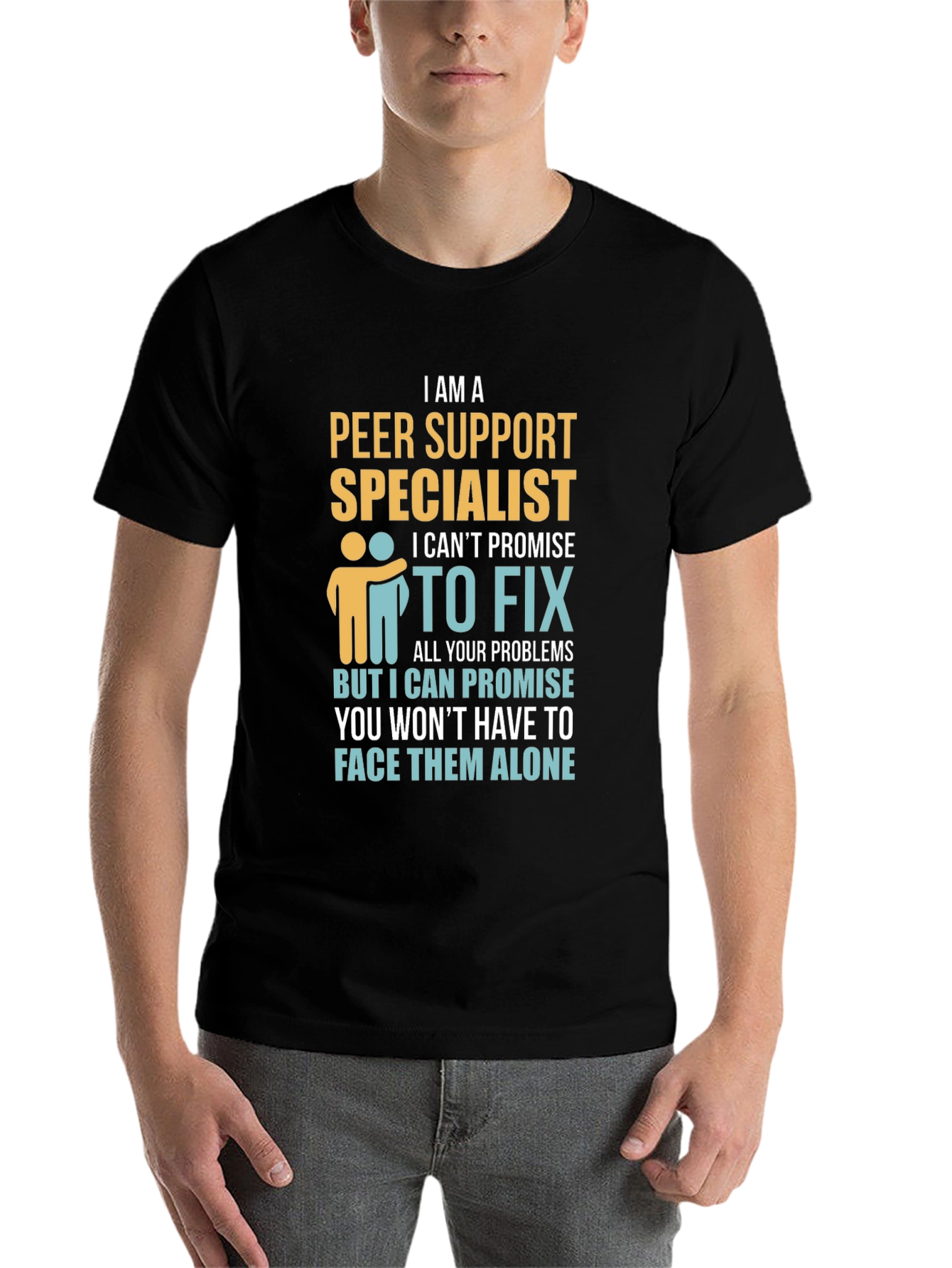 Black Peer Support Specialist Graphic T-Shirt view 7