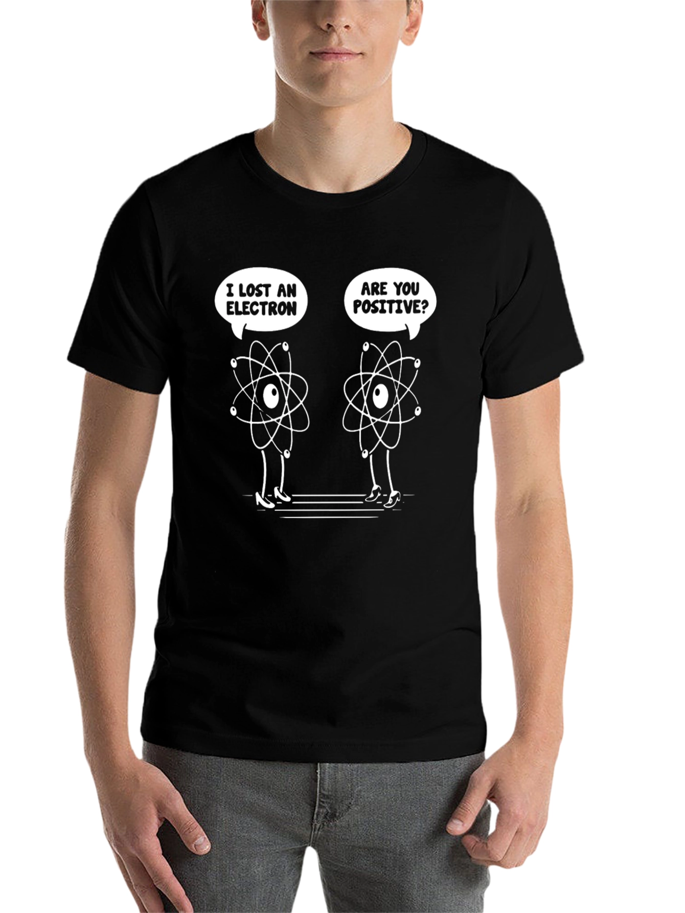 Black Funny Science T-Shirt: Lost an Electron? view 7