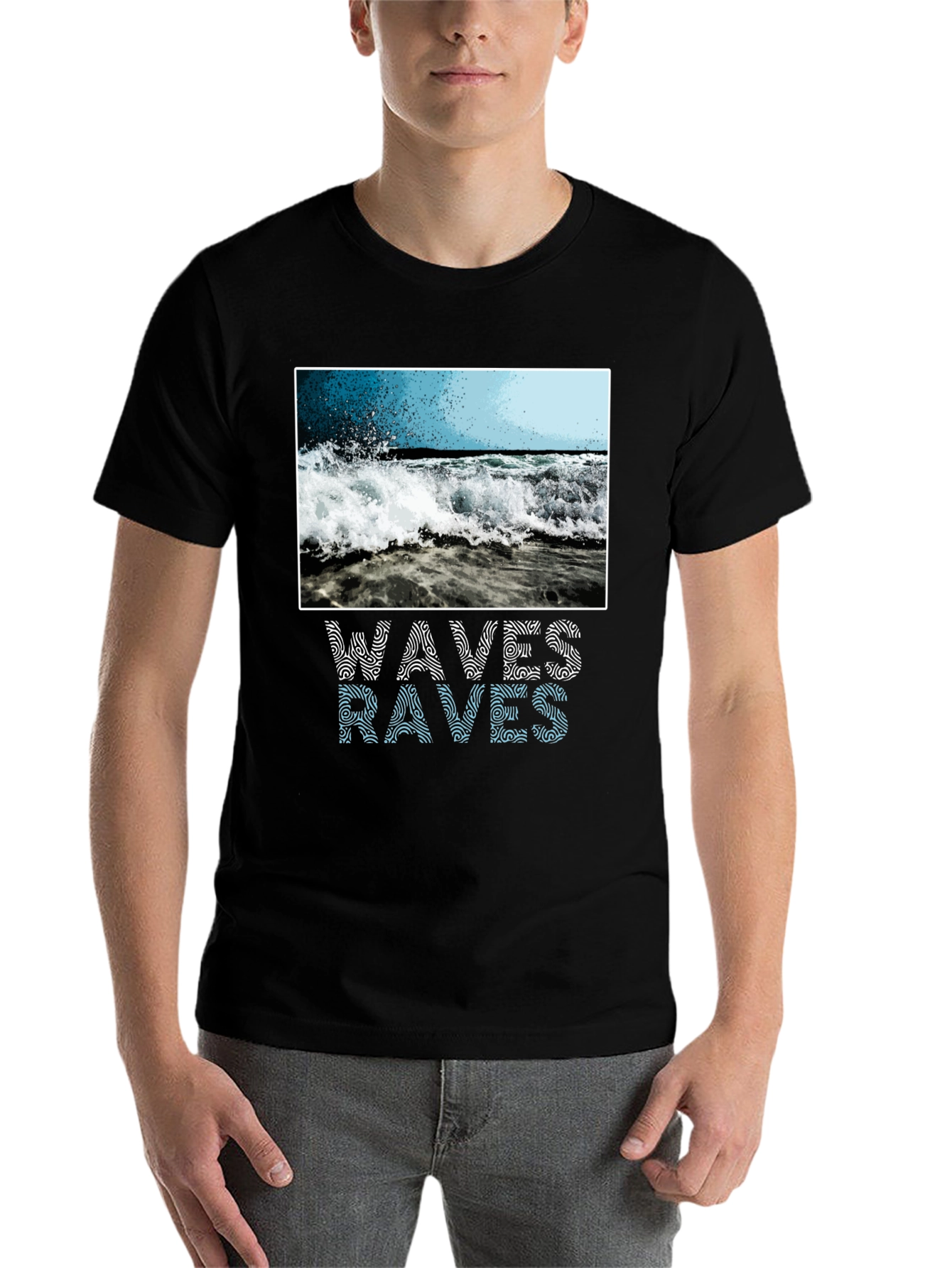 Black Waves Graphic T-Shirt - Ocean Lover view 7
