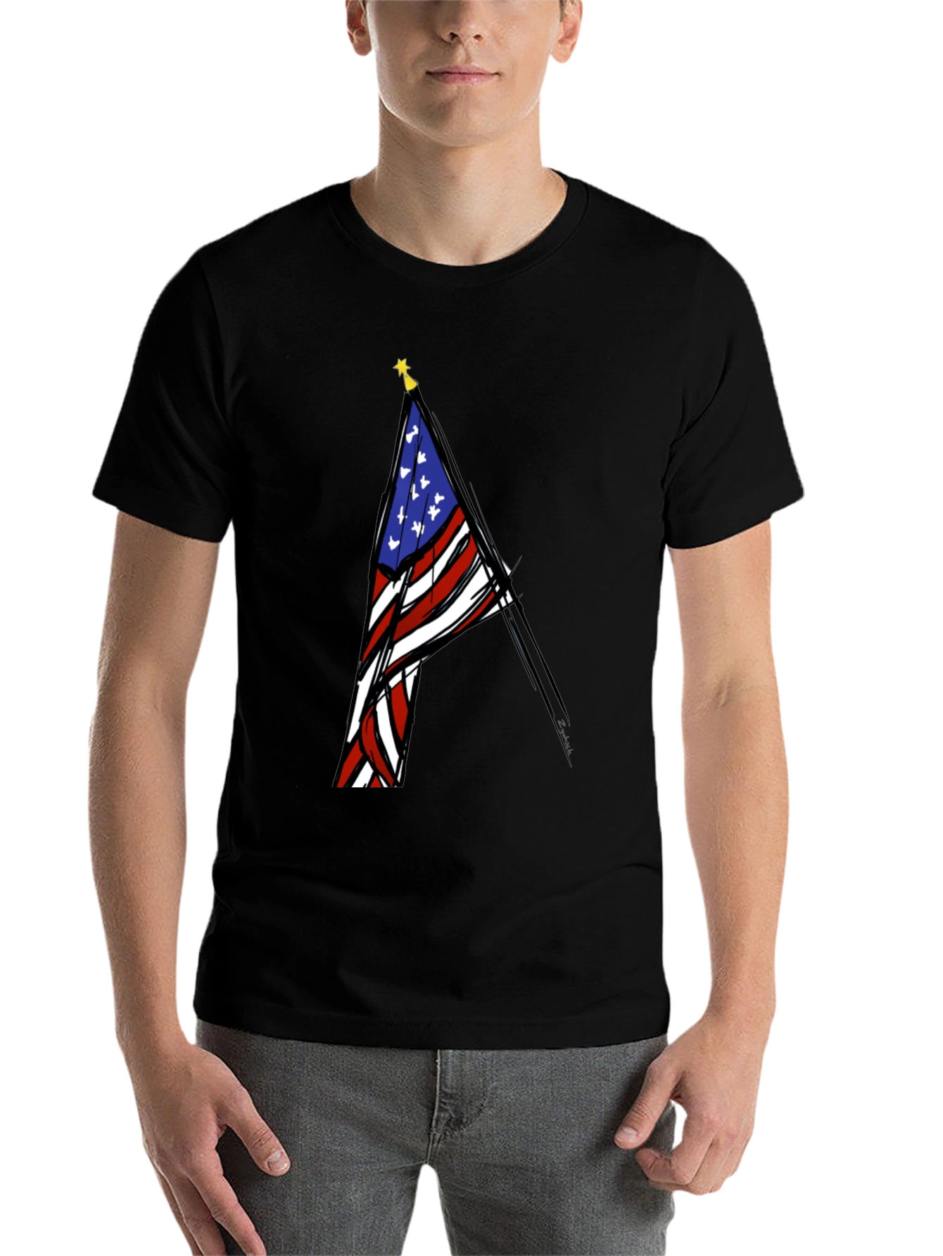 Black USA Flag Graphic T-Shirt - Patriotic Fashion view 7
