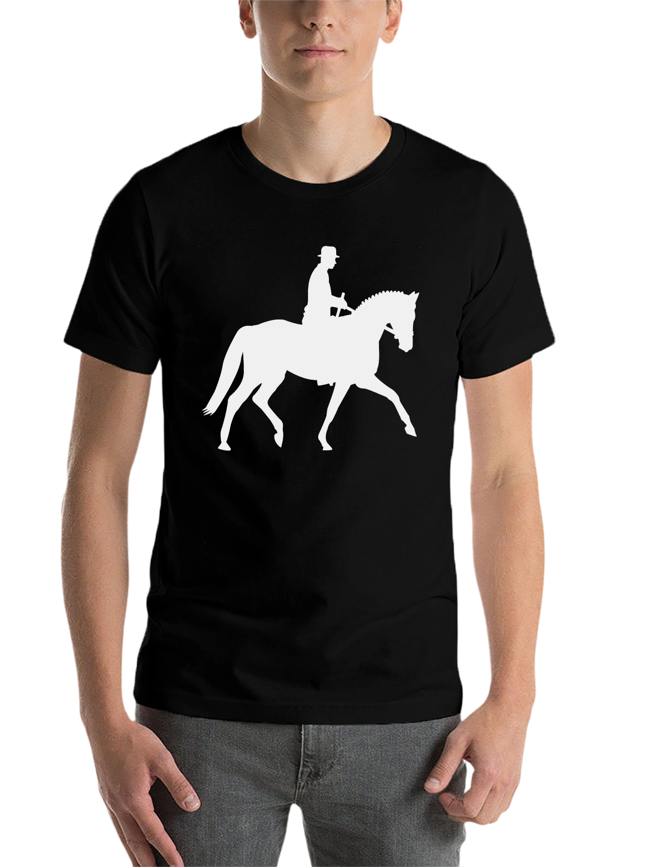 Black Equestrian Silhouette T-Shirt - Stylish Rider Design view 7