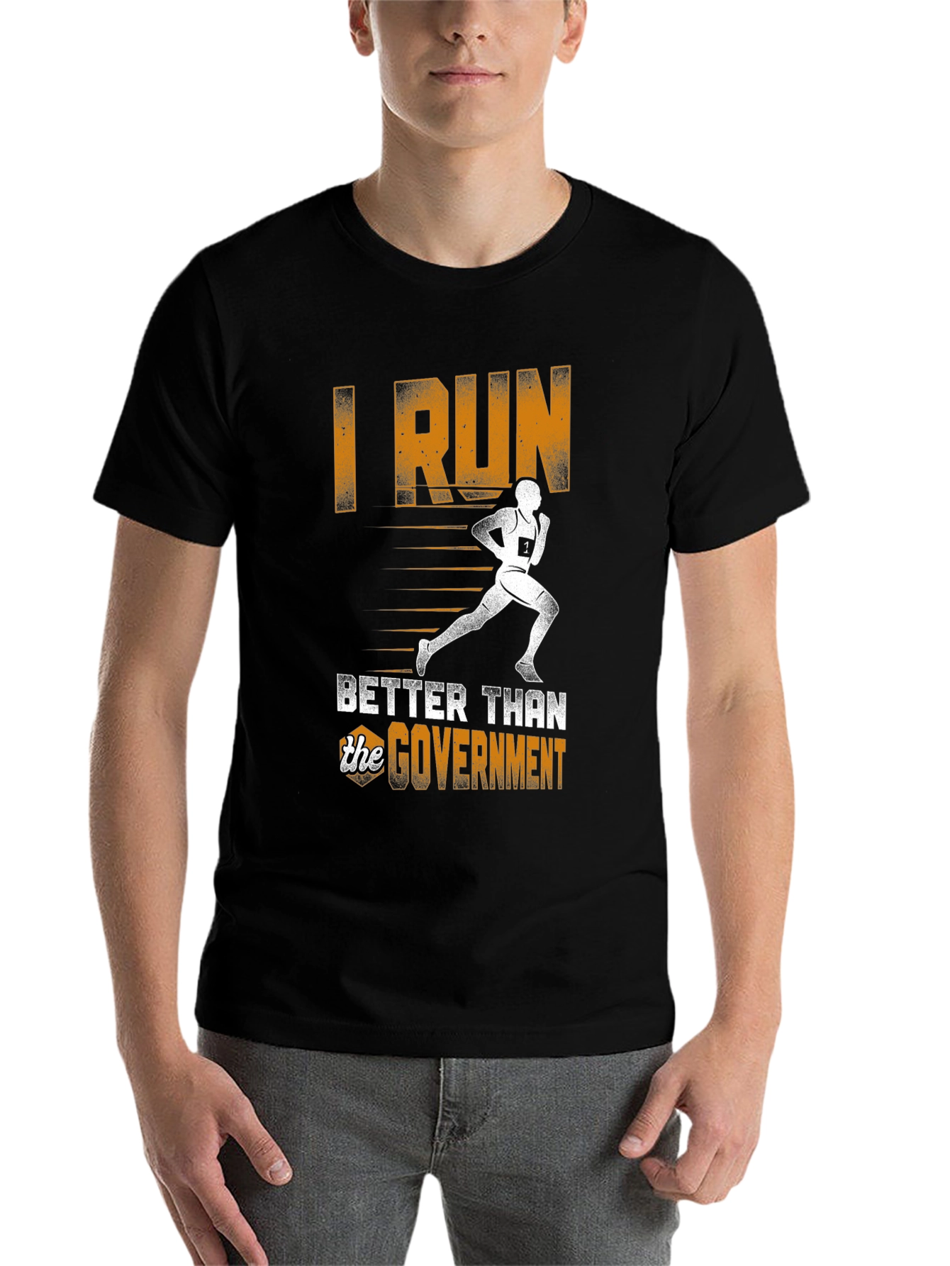 Black I Run Better Than the Government T-Shirt view 7