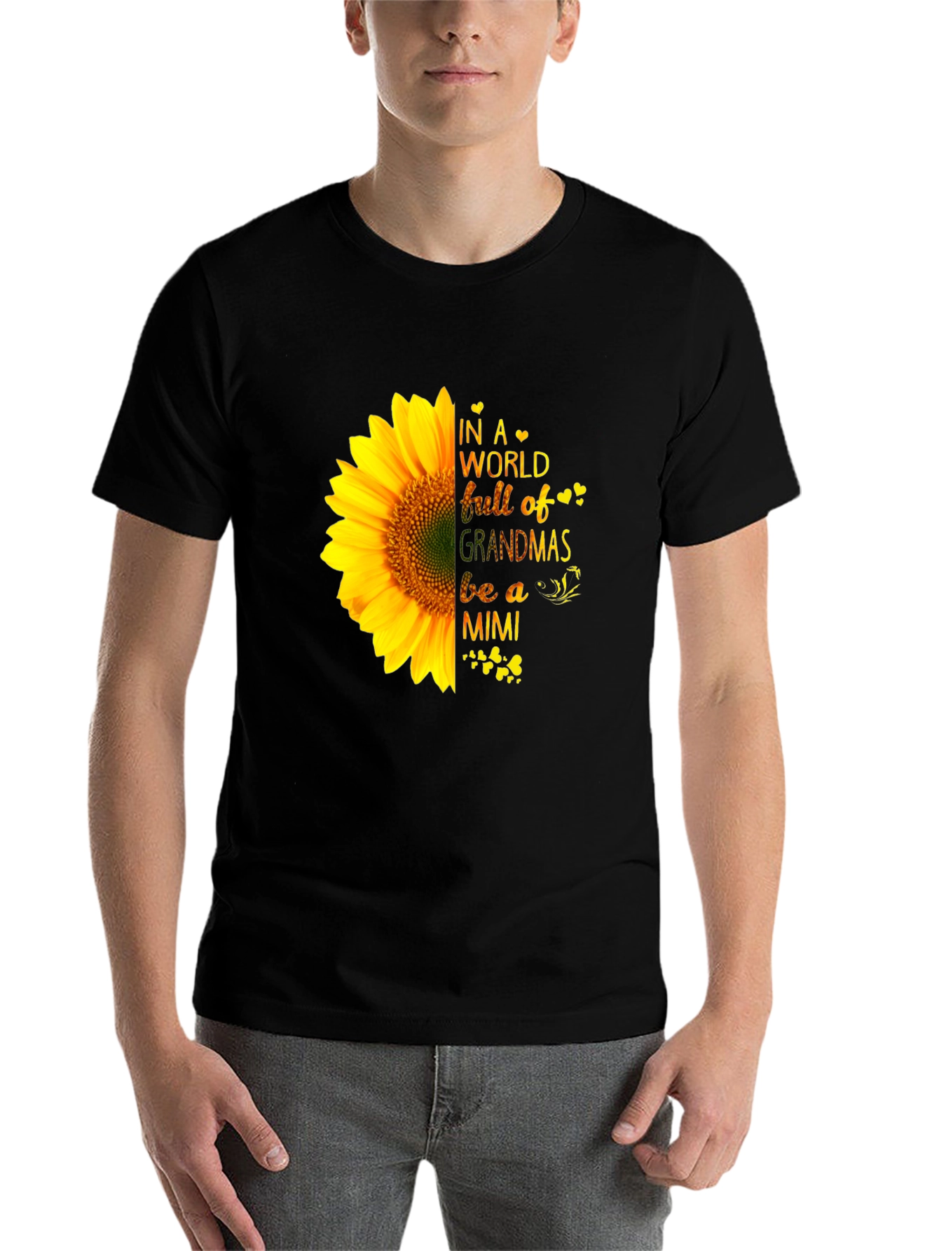 Black Sunflower Grandmas Mimi Black T-Shirt view 7