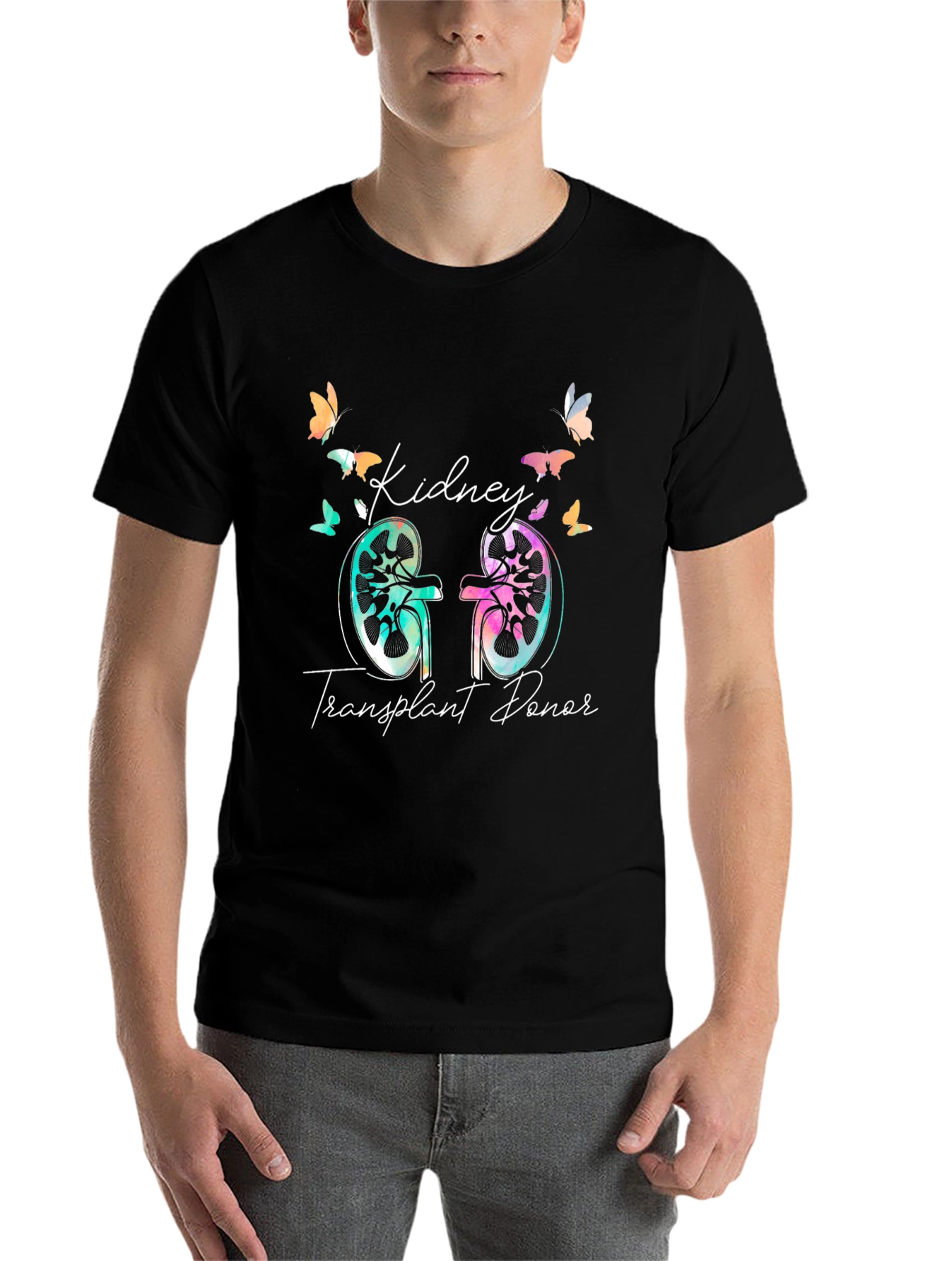 Black Kidney Transplant Donor T-Shirt Butterfly Design view 7