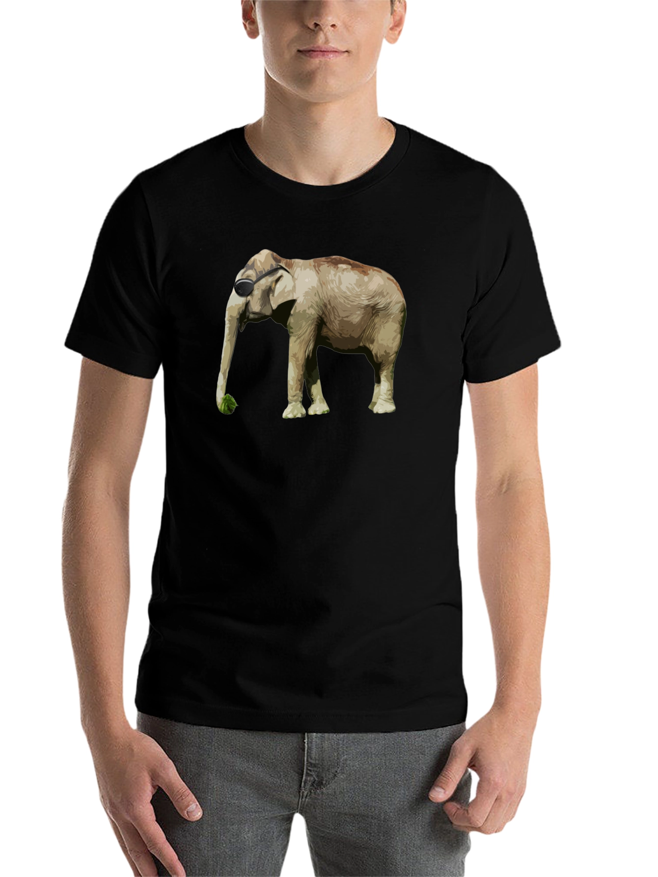 Black Cool Elephant Graphic Tee - Black Cotton Blend view 7