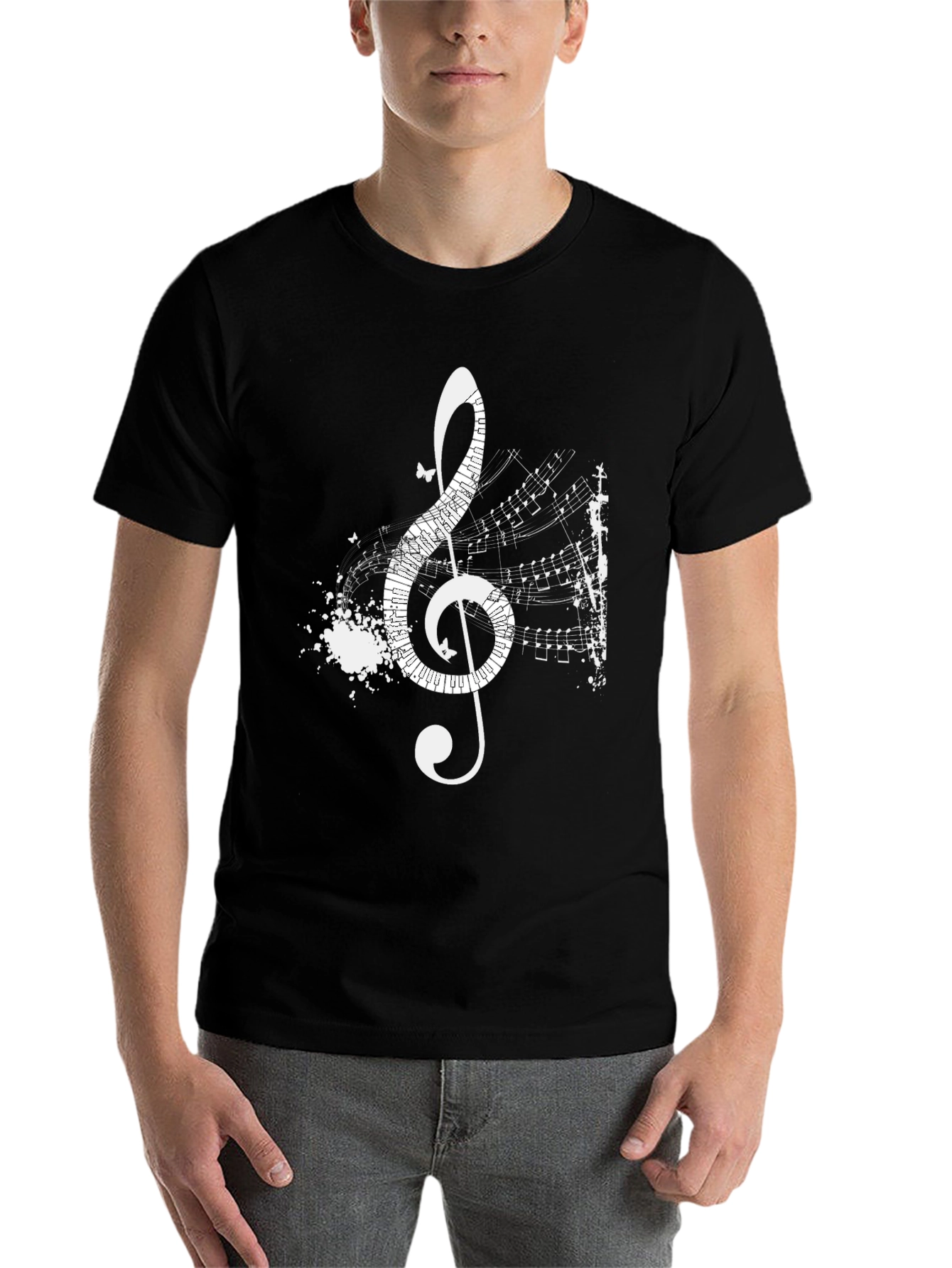 Black Musical Treble Clef T-Shirt - Artistic Black Tee view 7