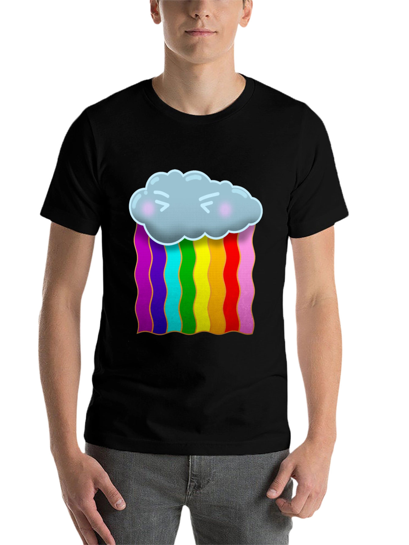 Black Rainbow Cloud Graphic T-Shirt view 7