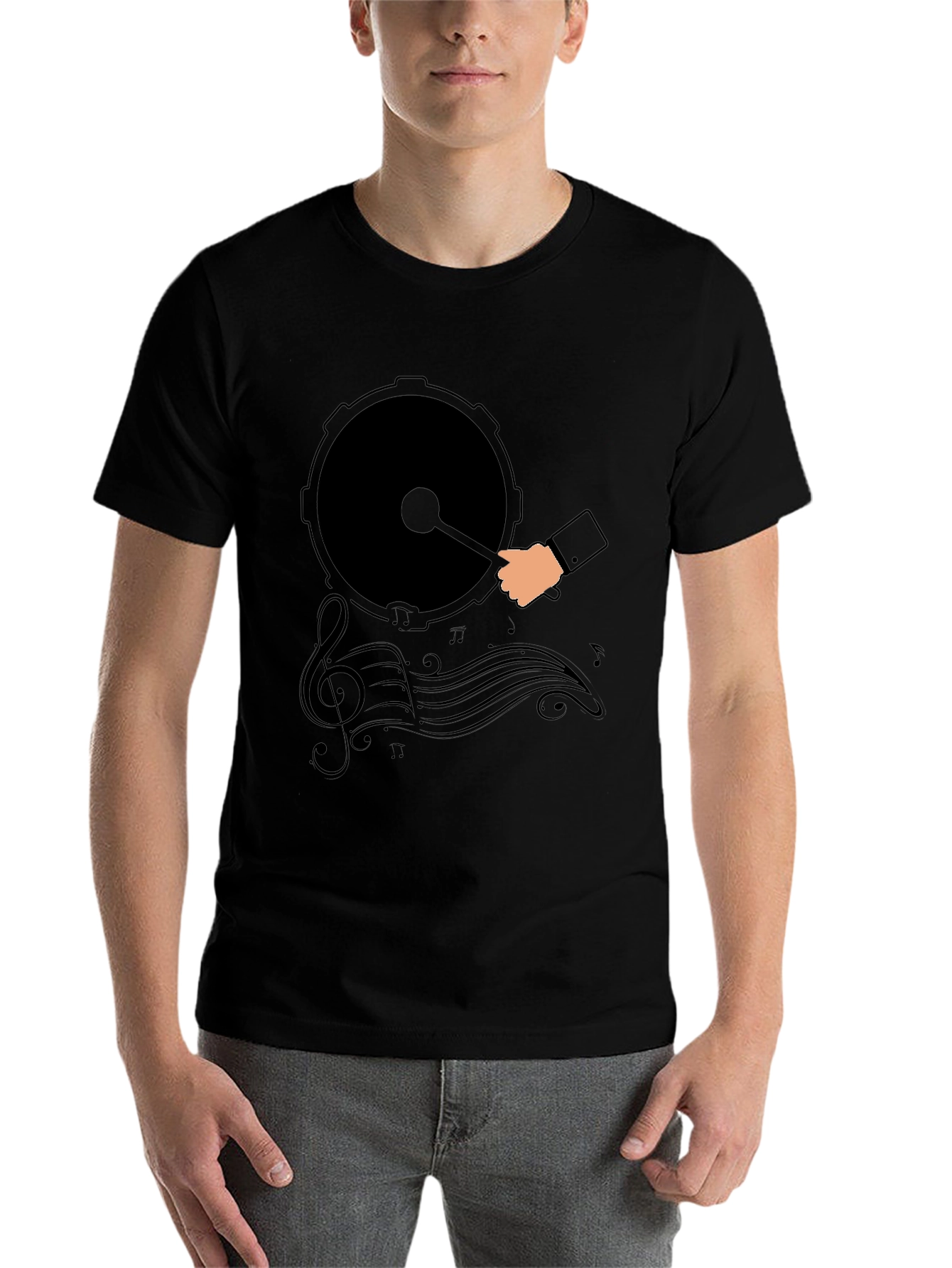 Black Drum and Music Graphic Tee - Black view 7