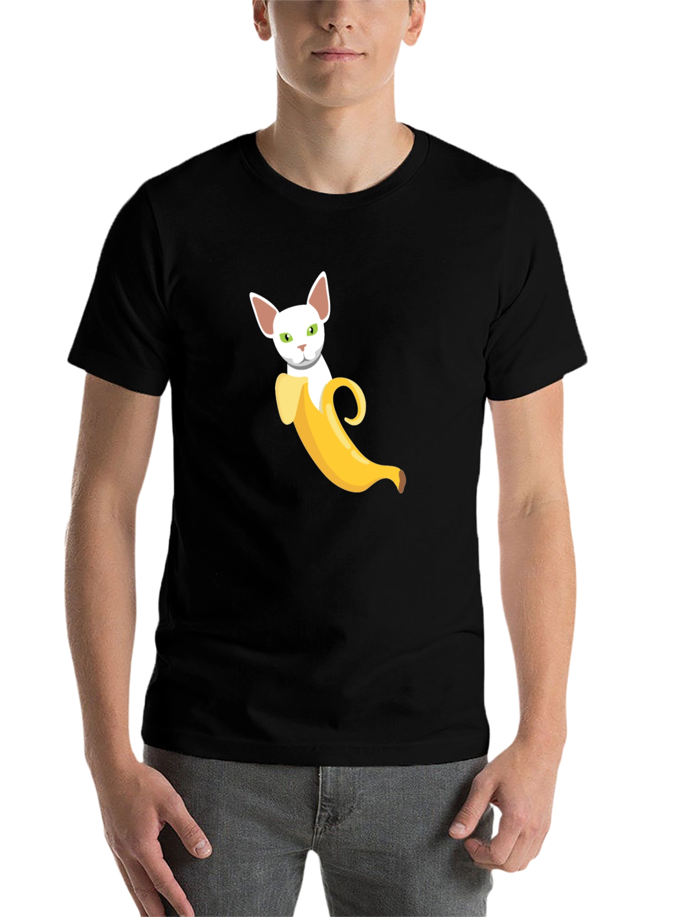 Black Banana Cat Graphic Tee - Quirky, Comfy view 7