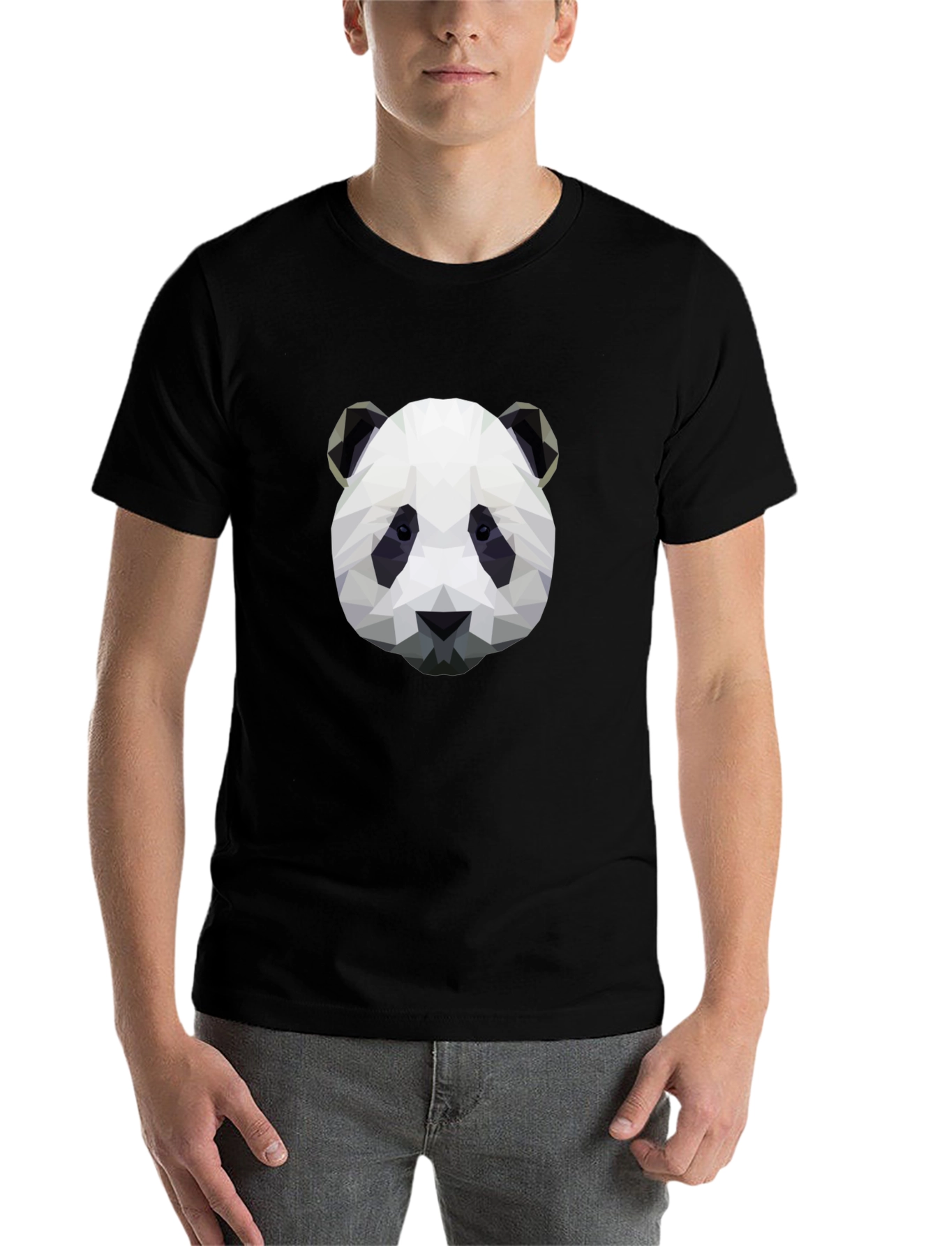 Geometric Panda Graphic T-Shirt - Black - 7